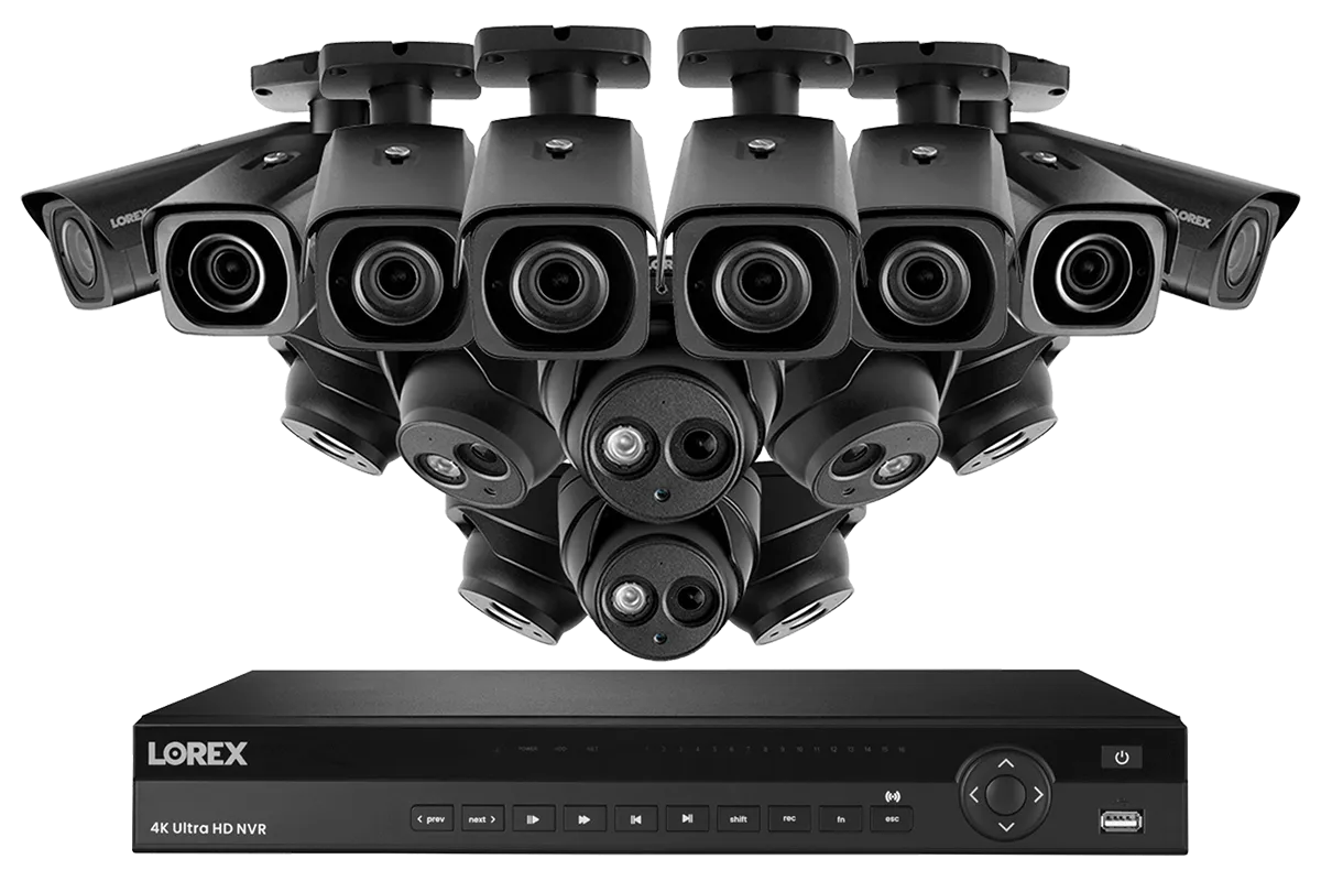 4K Nocturnal IP NVR System with 16-channel NVR, Eight 4K IP Dome and Eight 4K IP Motorized Zoom Bullet Cameras, 250FT Night Vision