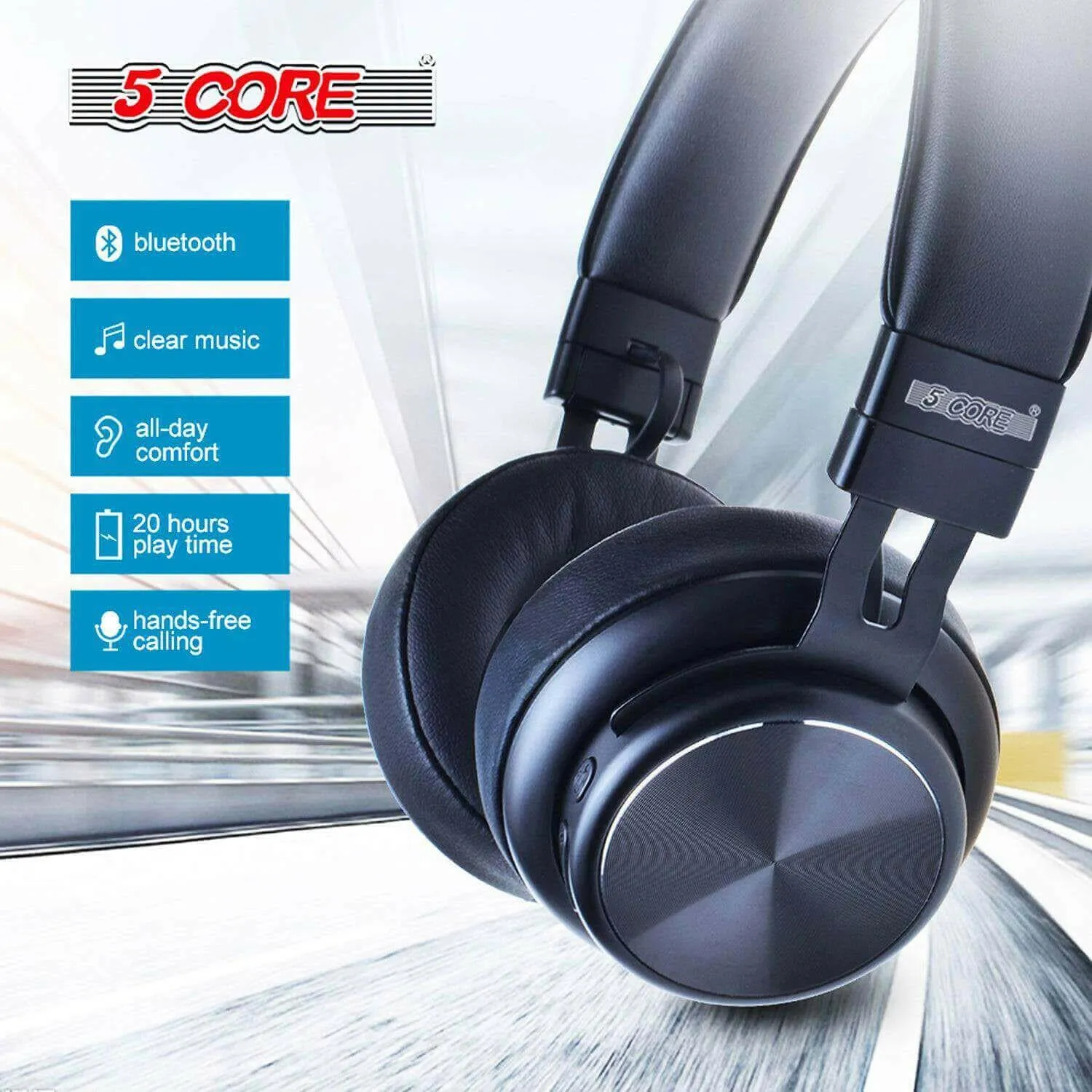 5Core Premium Headphone inbuilt Mic Over Ear Wireless Headset