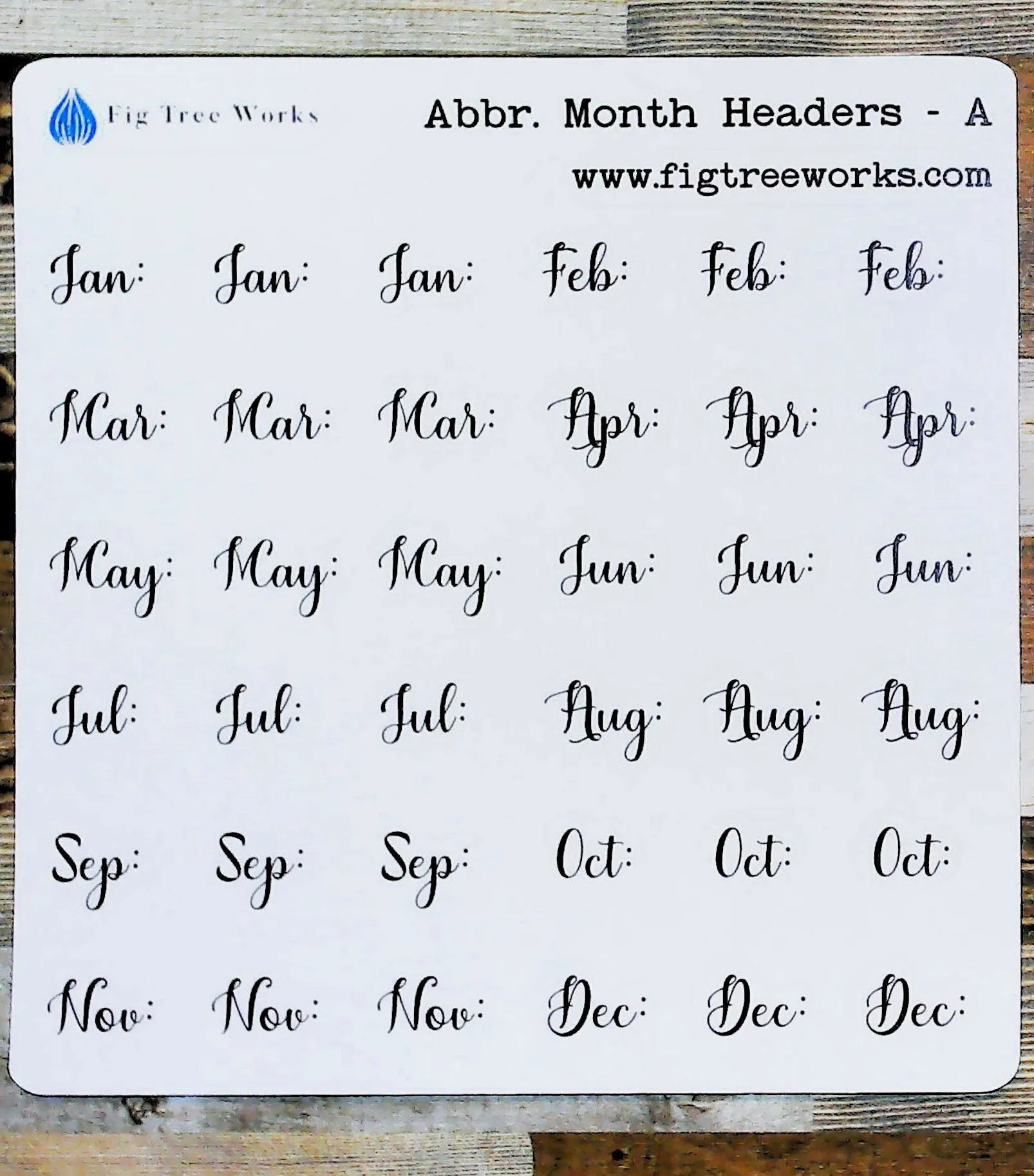 Abbreviated Month Header Planner Stickers Style A