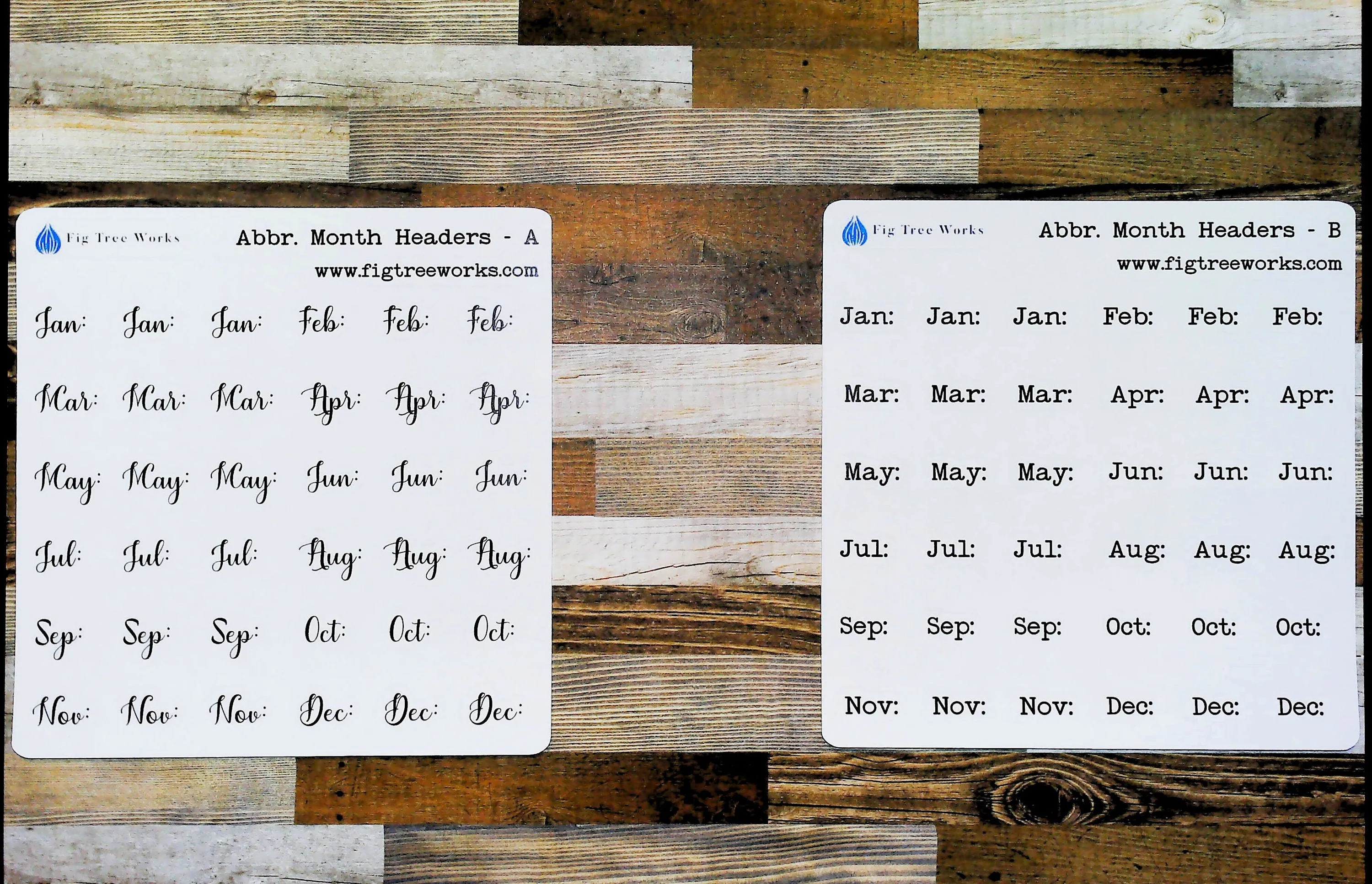 Abbreviated Month Header Planner Stickers Style A