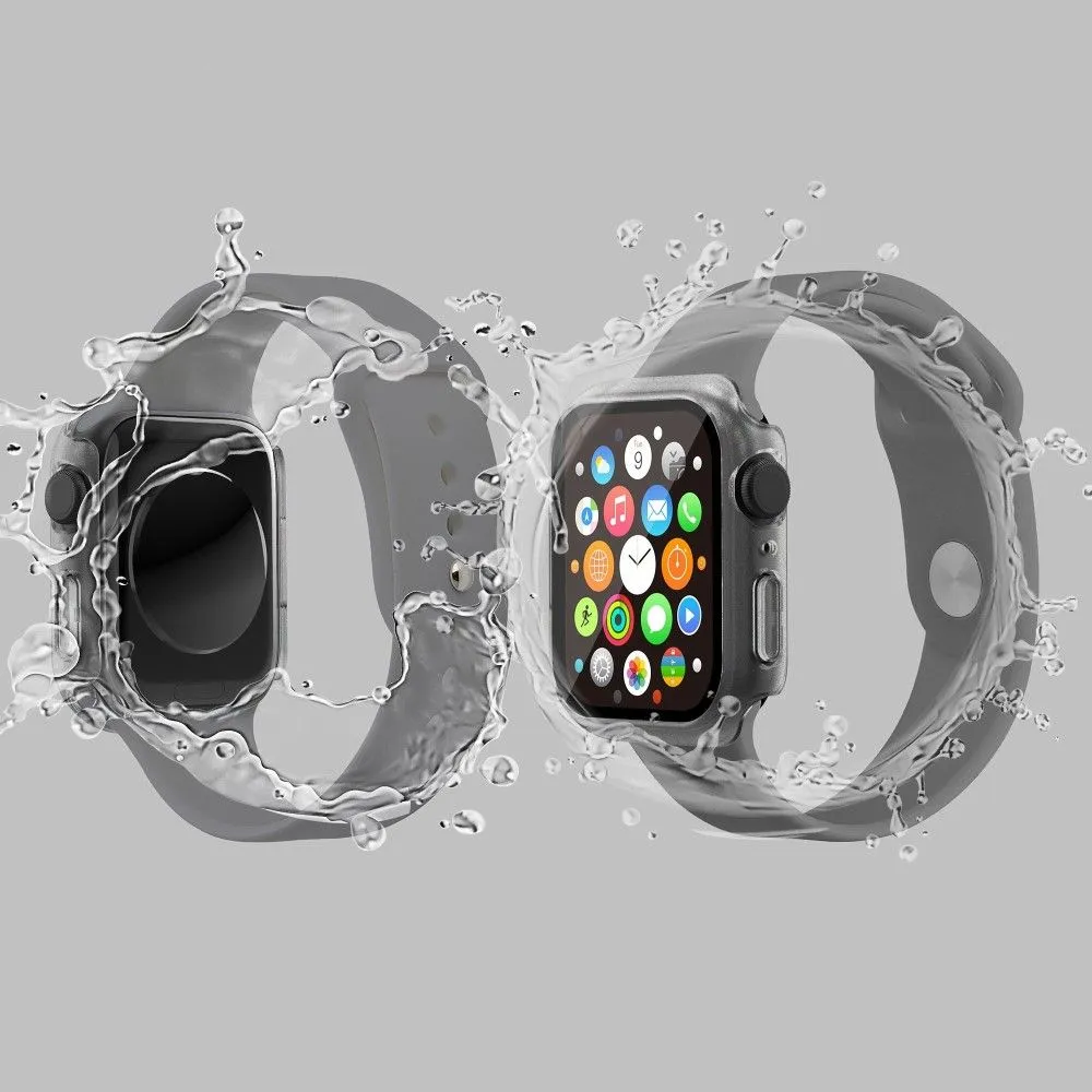 Apple Watch (41mm) rubberized hard cover with tempered glass screen protector - Transparent