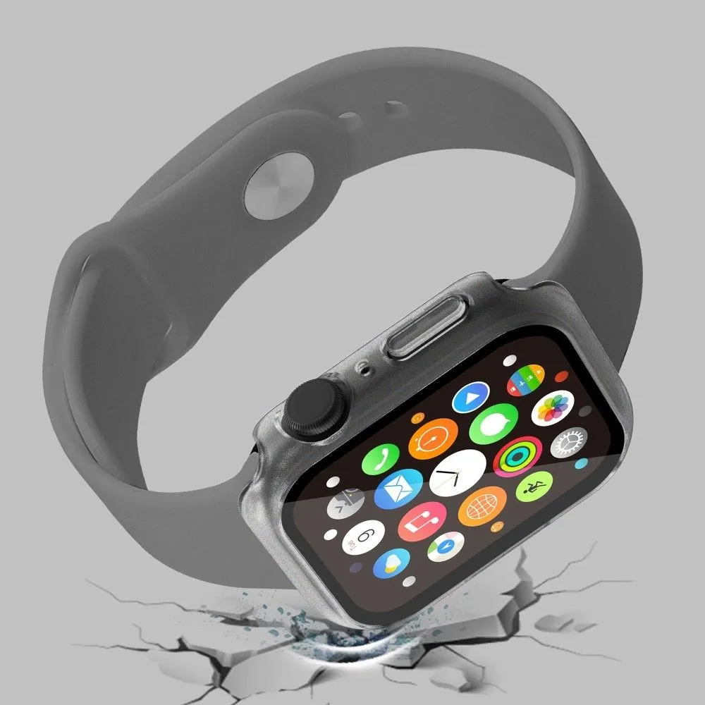 Apple Watch (41mm) rubberized hard cover with tempered glass screen protector - Transparent