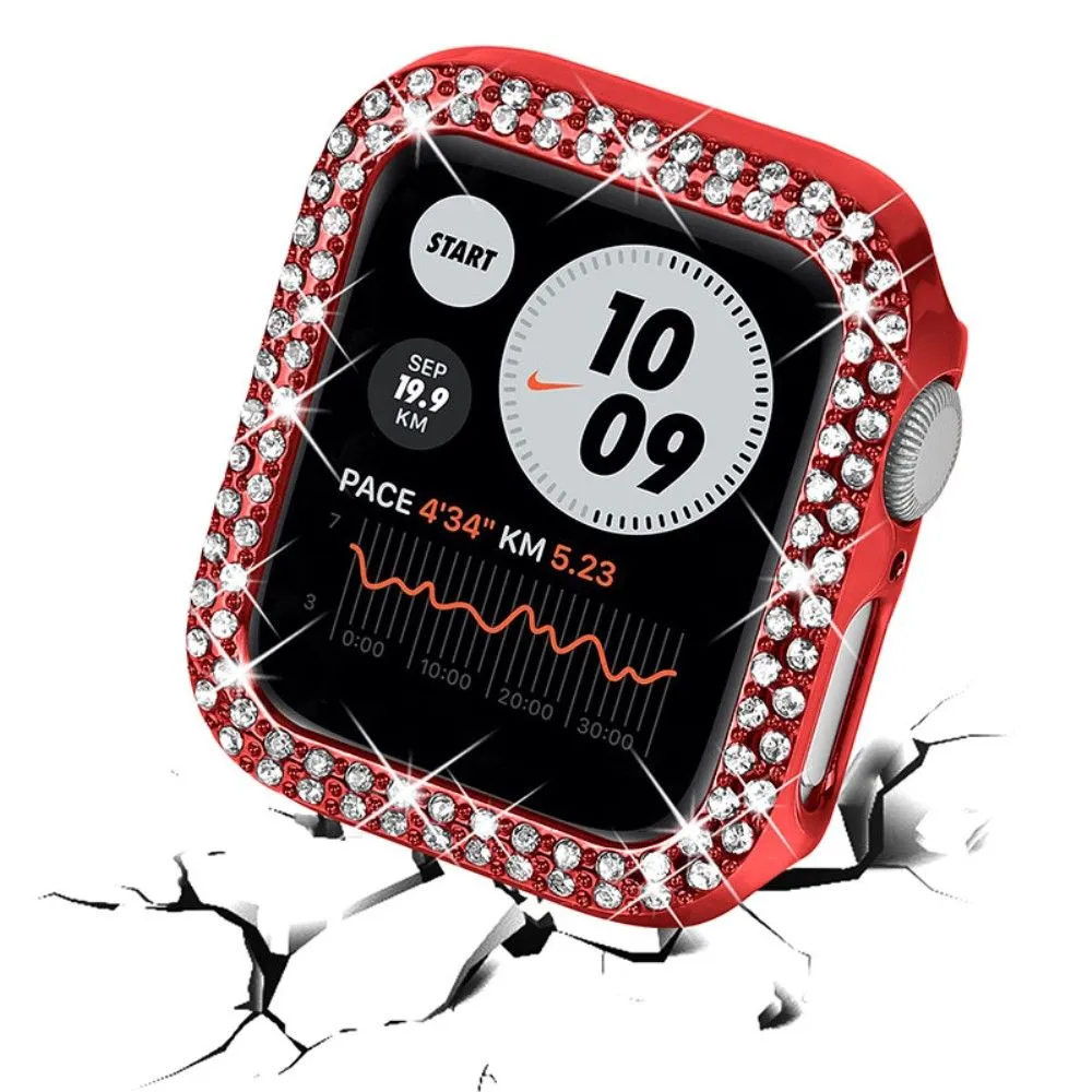 Apple Watch (45mm) rhinestone décor protective cover - Red