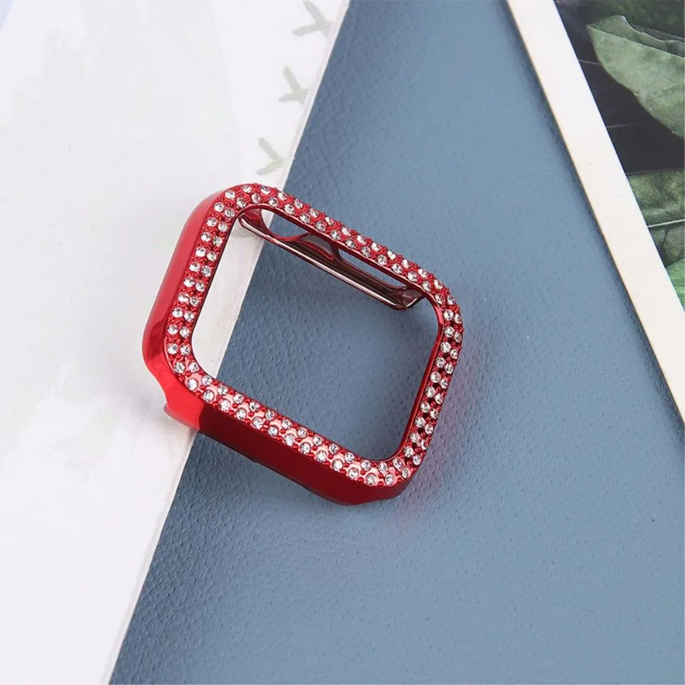 Apple Watch (45mm) rhinestone décor protective cover - Red