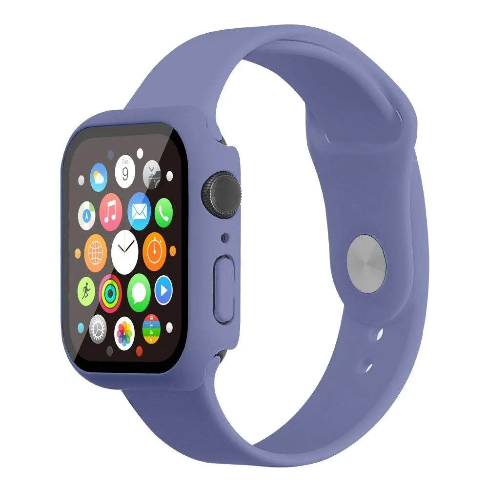 Apple Watch (45mm) silicone watch strap   cover with tempered glass - England Lavender / Size: M / L