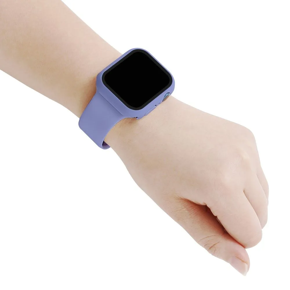 Apple Watch (45mm) silicone watch strap   cover with tempered glass - England Lavender / Size: M / L