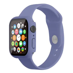 Apple Watch (45mm) silicone watch strap   cover with tempered glass - England Lavender / Size: M / L