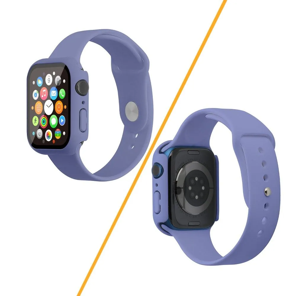 Apple Watch (45mm) silicone watch strap   cover with tempered glass - England Lavender / Size: M / L