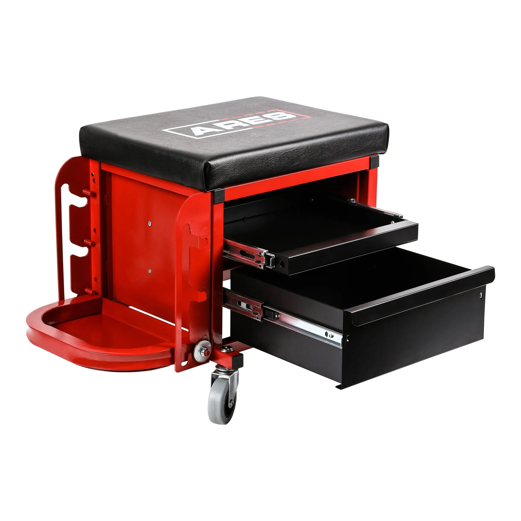 ARES 62042 - Red Heavy Duty Rolling Shop Stool