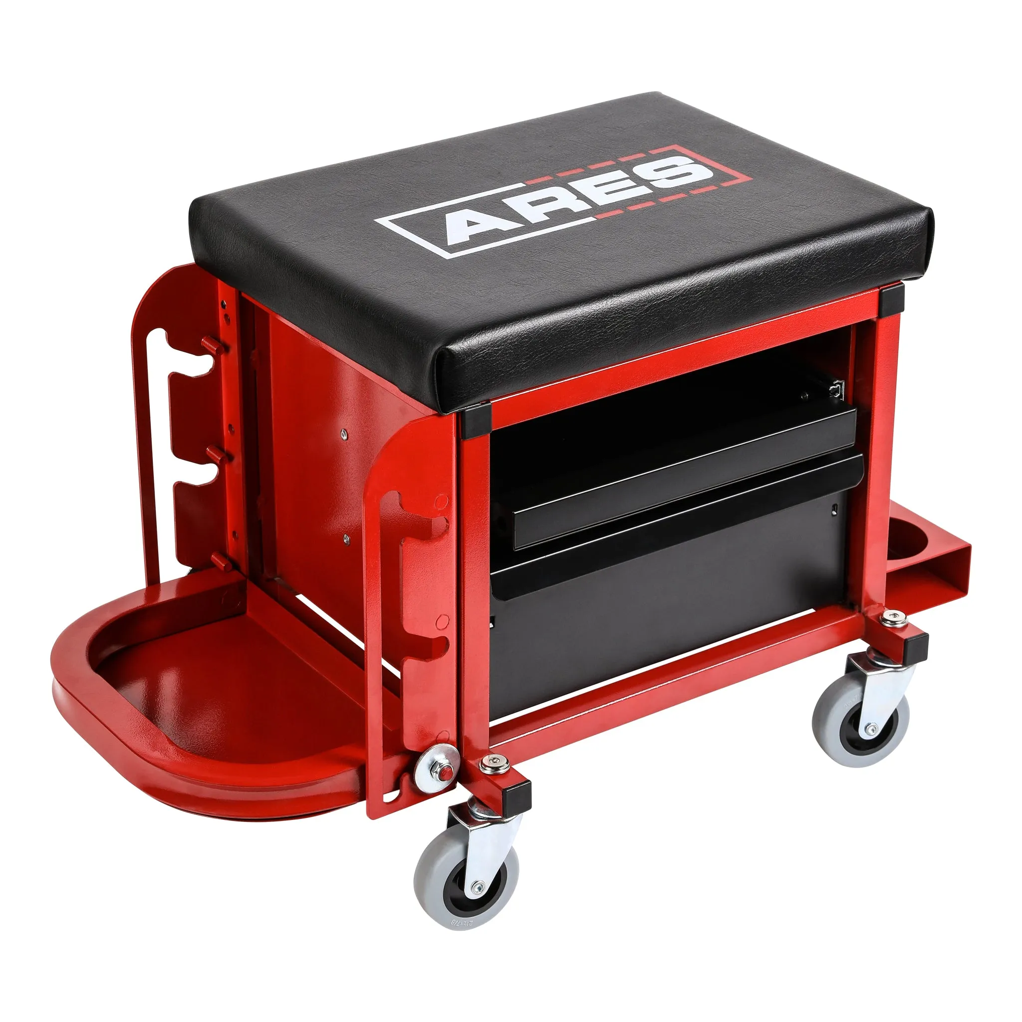 ARES 62042 - Red Heavy Duty Rolling Shop Stool