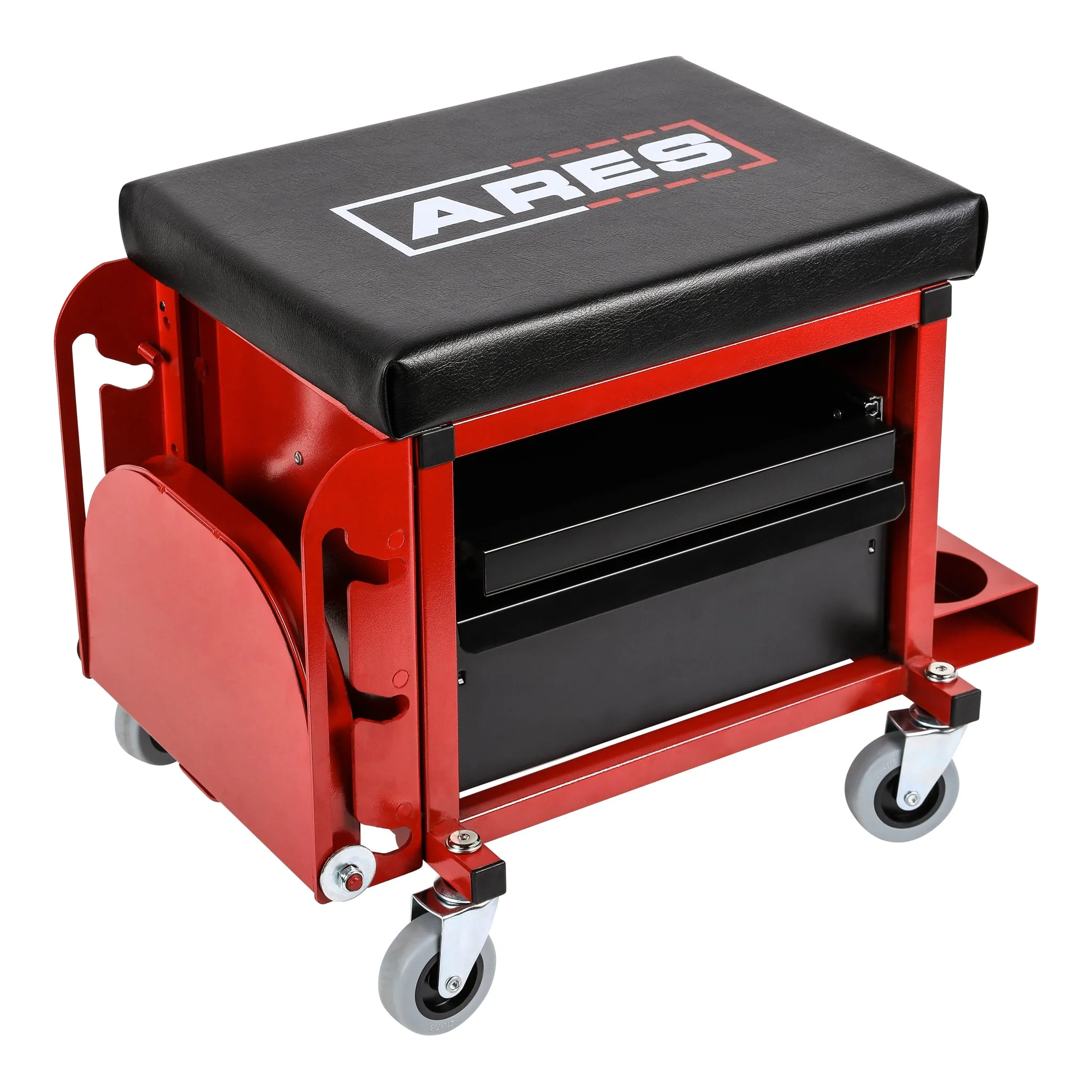 ARES 62042 - Red Heavy Duty Rolling Shop Stool