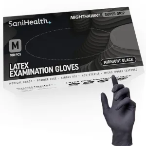 Black Latex Gloves Super Grip - Nighthawk