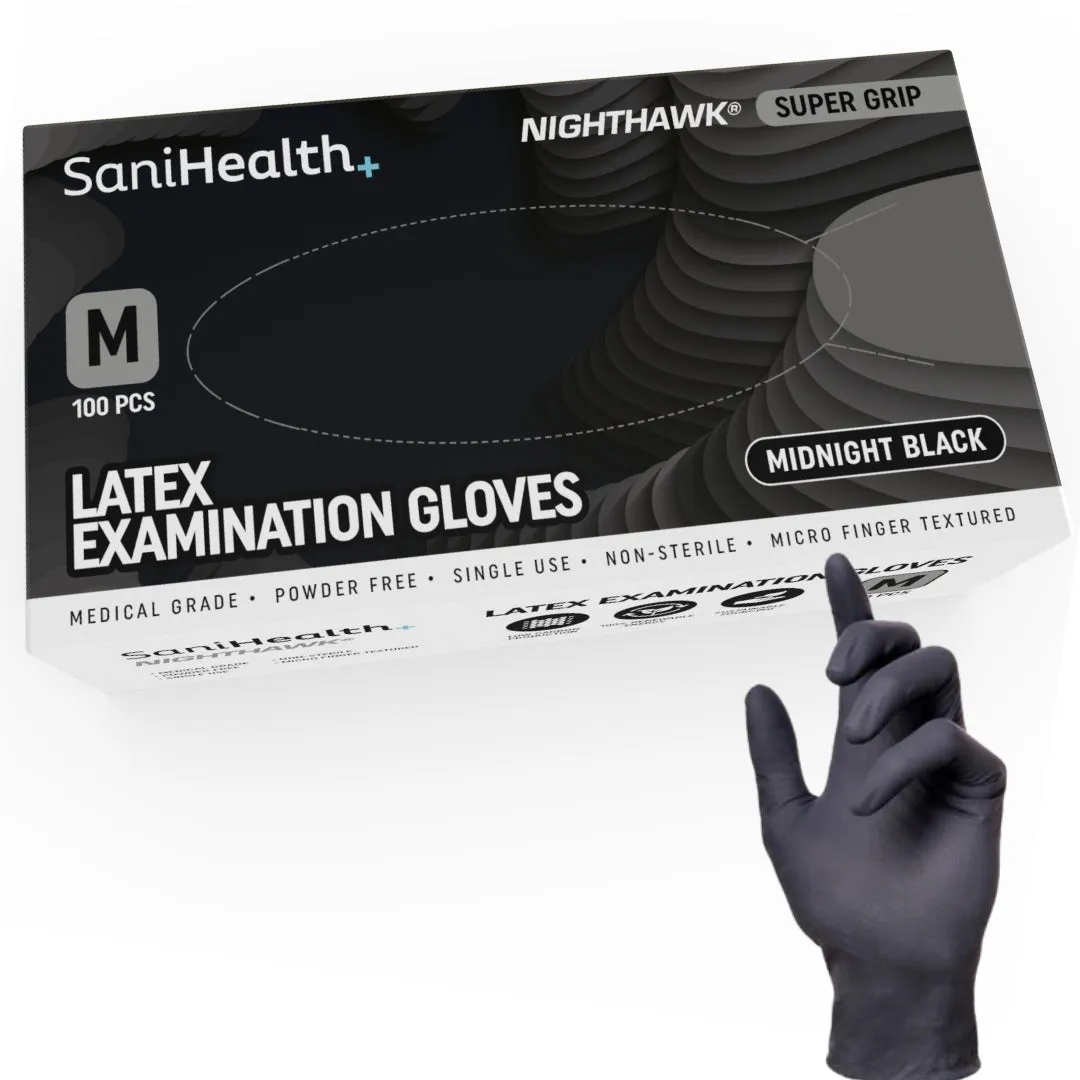 Black Latex Gloves Super Grip - Nighthawk