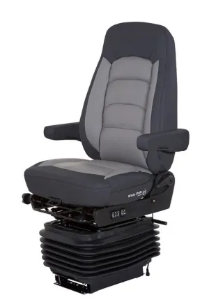 Bostrom Wide Ride Serta® High Back Truck Seat in Black & Gray Ultra-Leather with Driver Swivel & Dual Arms - P/N: 5300101-L77