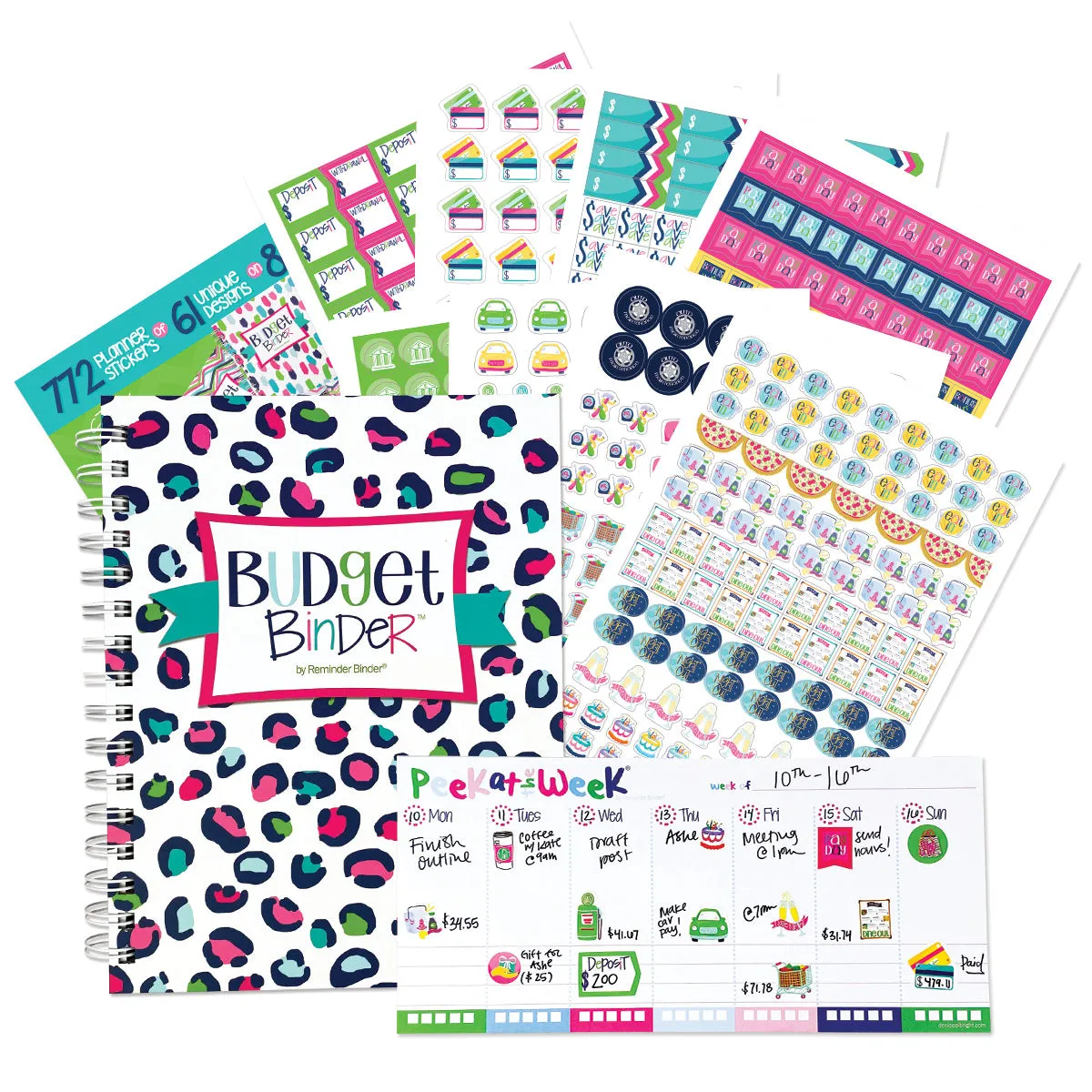 Budgeting Bundle | Budget Binder™ Financial Workbook   Mini Peek at the Week® Planner Pad   Sticker Set