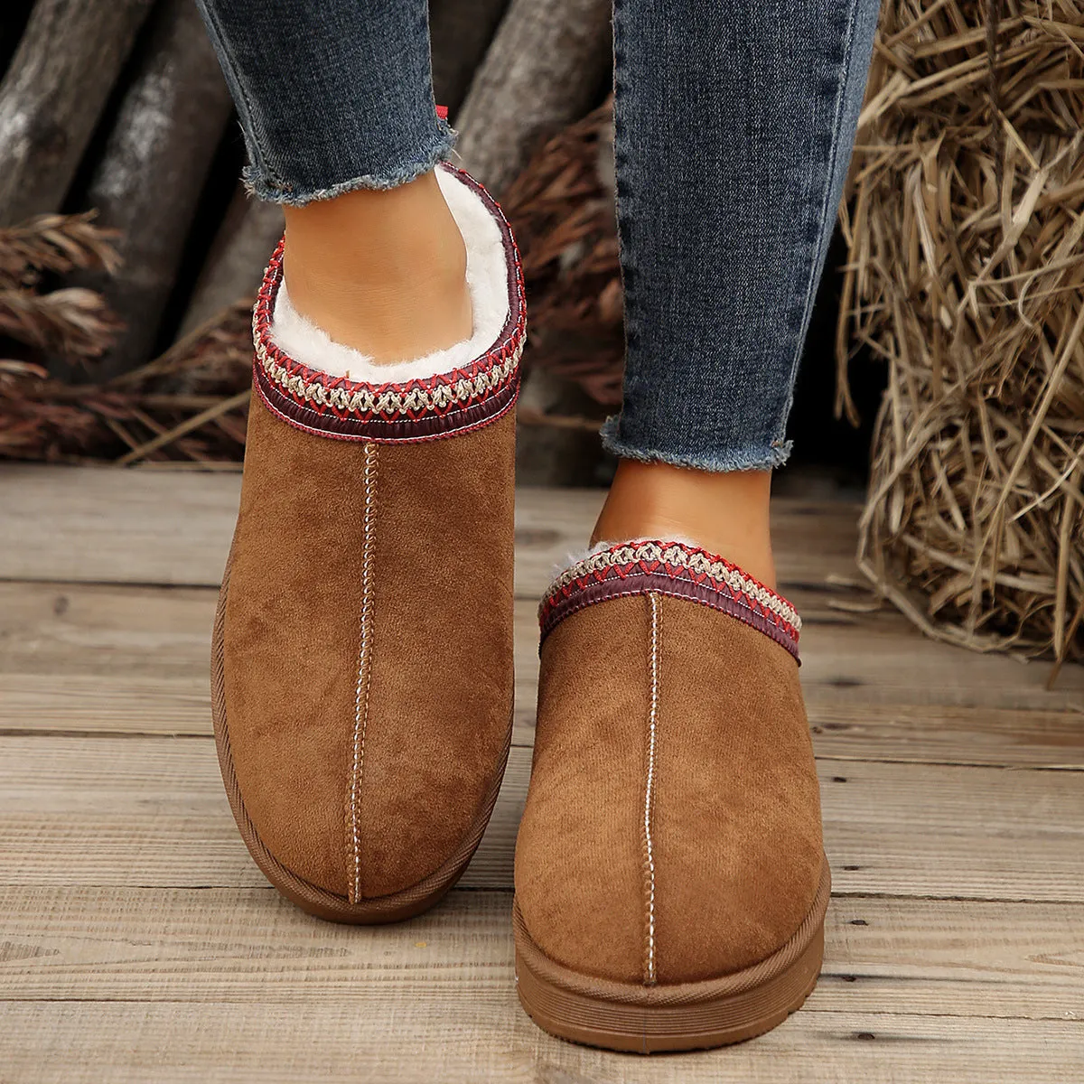 Casual Living Patchwork Solid Color Round Keep Warm Comfortable Shoes