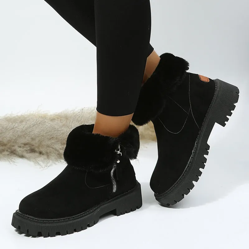 Casual Patchwork Round Keep Warm Comfortable Shoes