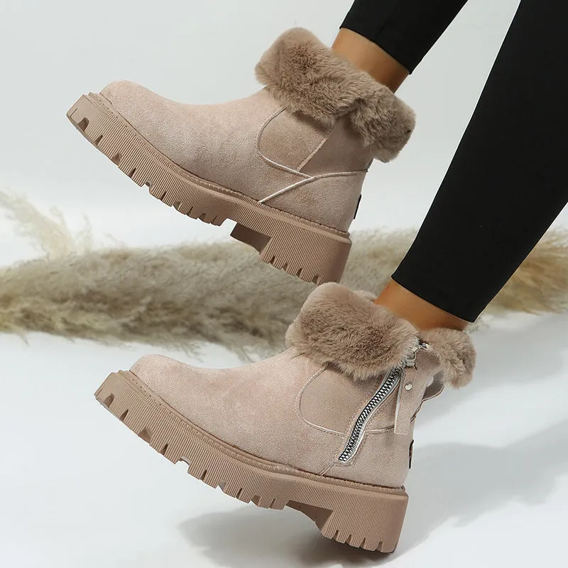 Casual Patchwork Round Keep Warm Comfortable Shoes