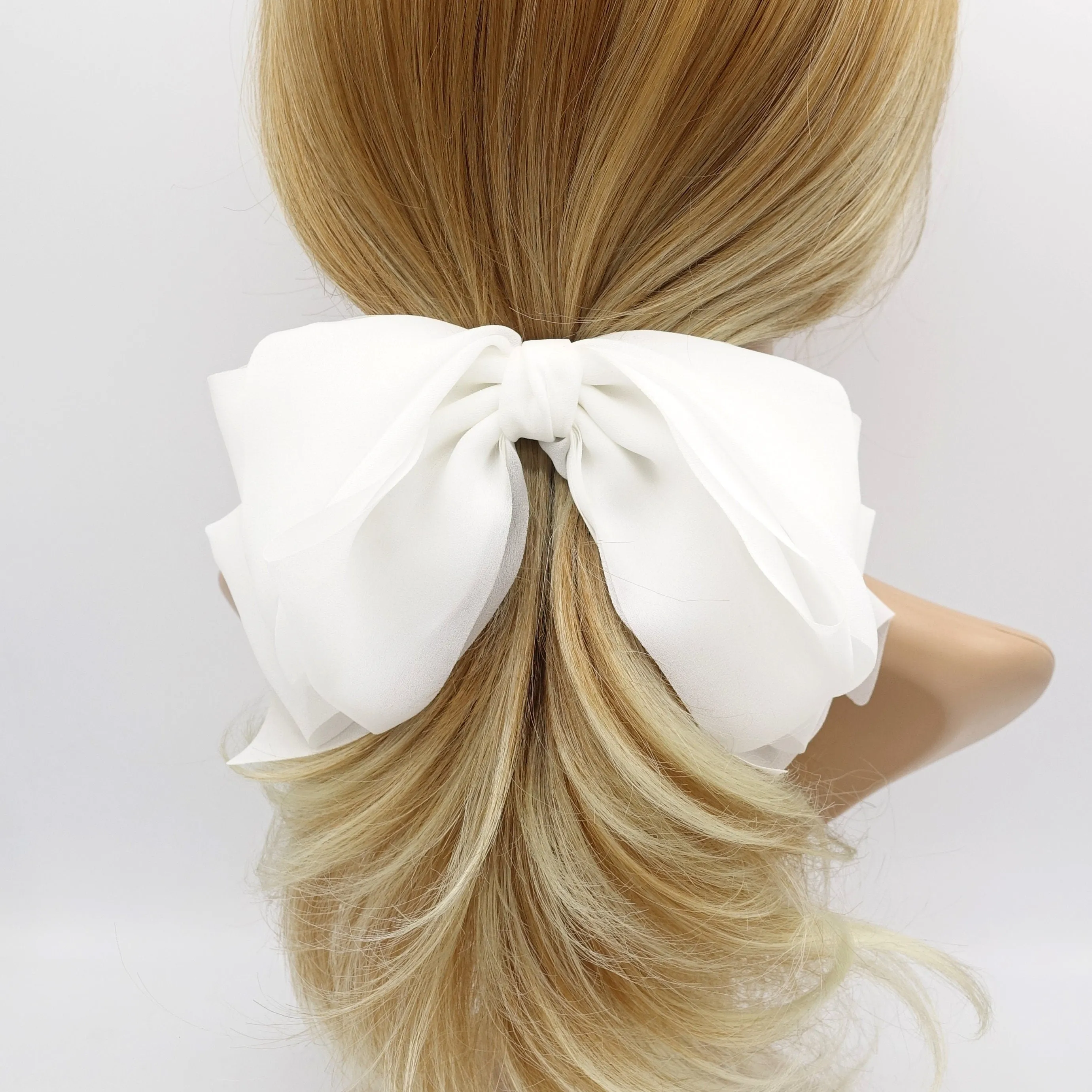 chiffon drape hair bow feminine hair accessory