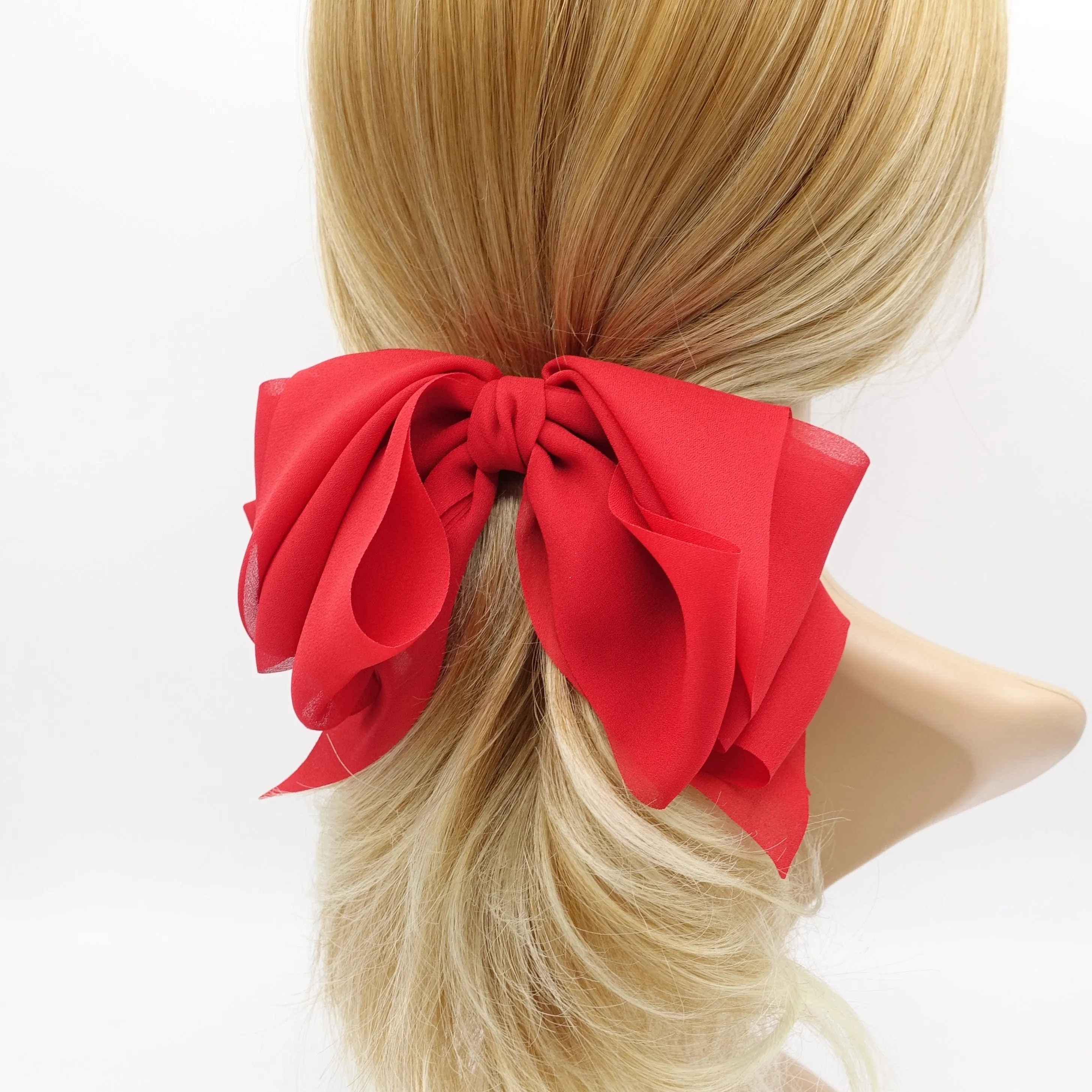 chiffon drape hair bow feminine hair accessory