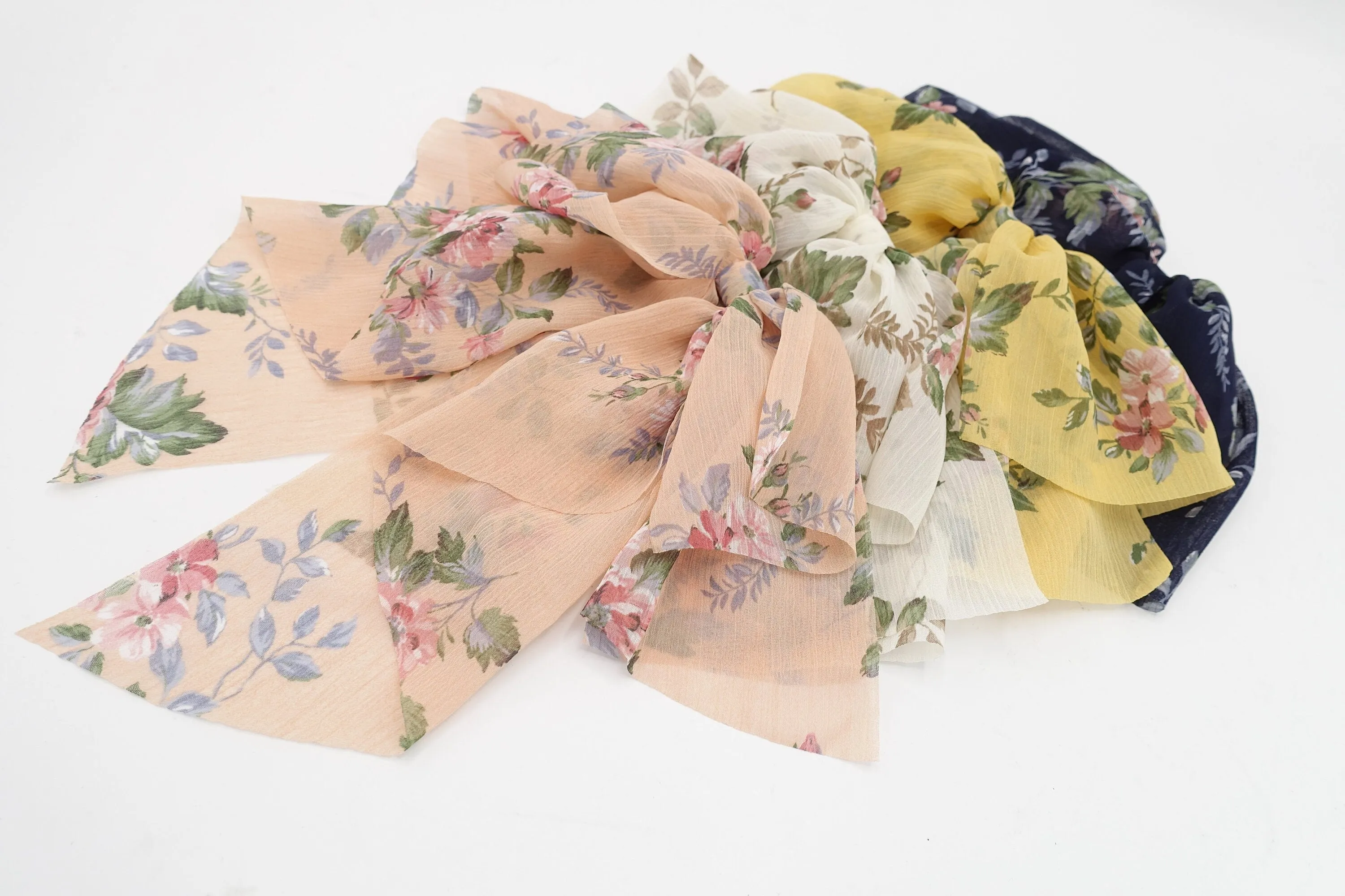 chiffon floral layered hair bow droopy style feminine accessory for women