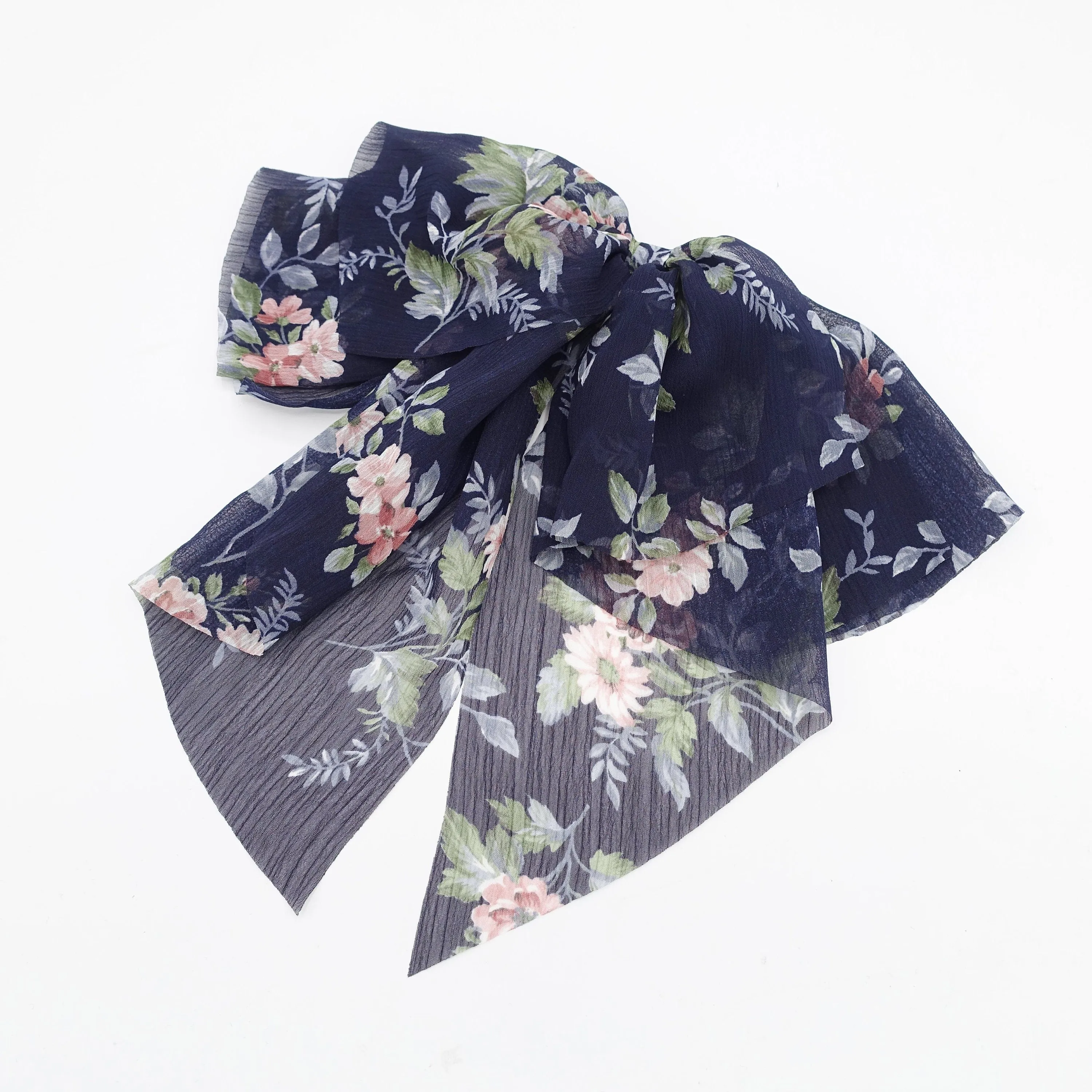 chiffon floral layered hair bow droopy style feminine accessory for women