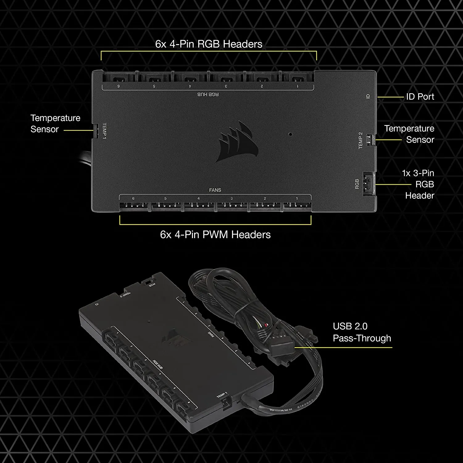 Corsair iCUE COMMANDER CORE XT, Digital Fan Speed and RGB Lighting Controller (Control up to Six PWM Case Fans and 264 RGB LEDs, Zero RPM Mode) Black