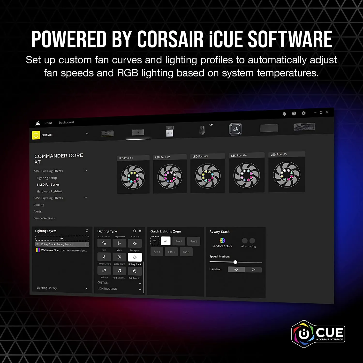 Corsair iCUE COMMANDER CORE XT, Digital Fan Speed and RGB Lighting Controller (Control up to Six PWM Case Fans and 264 RGB LEDs, Zero RPM Mode) Black