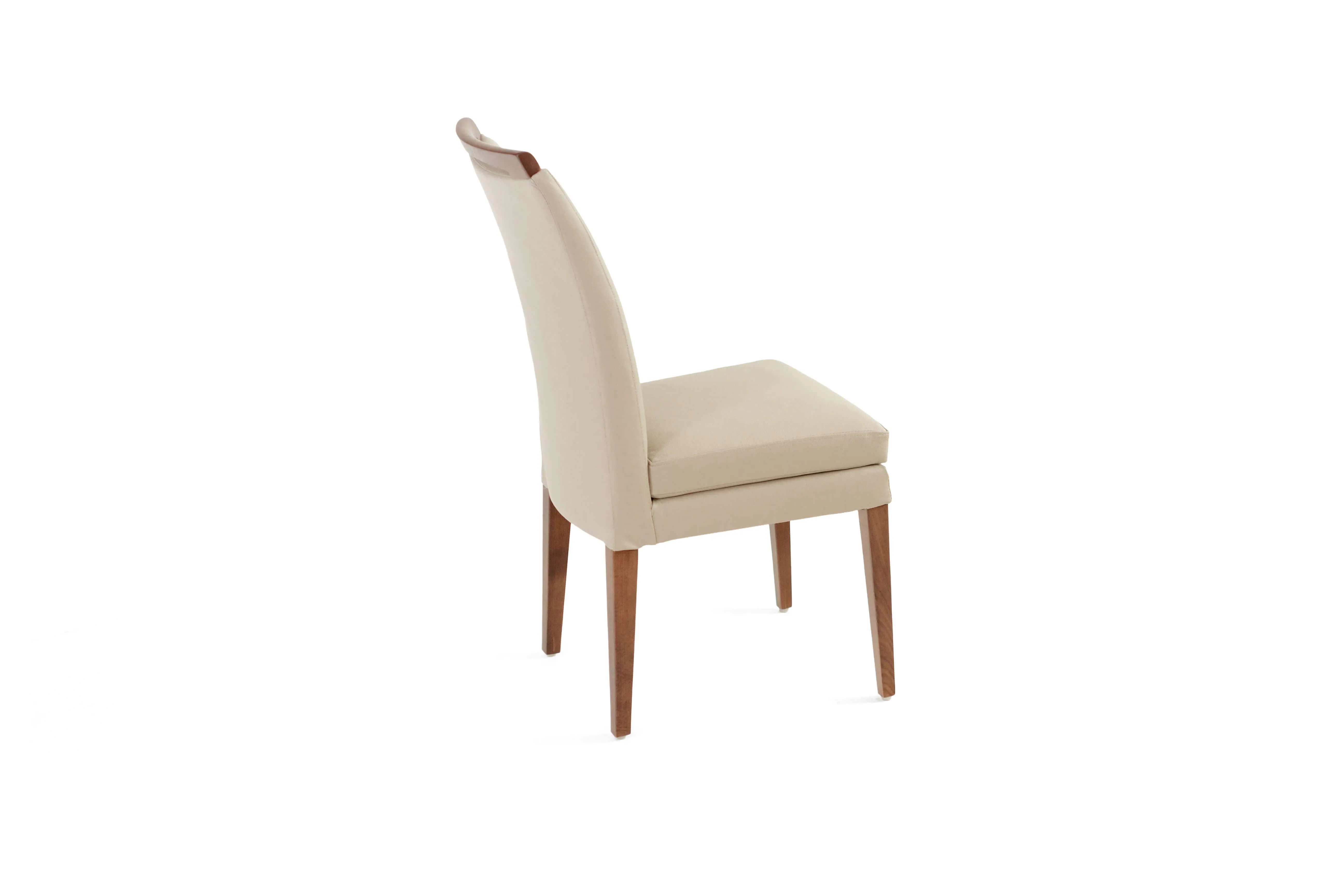 ELKE WALNUT BEIGE LEATHER CHAIR