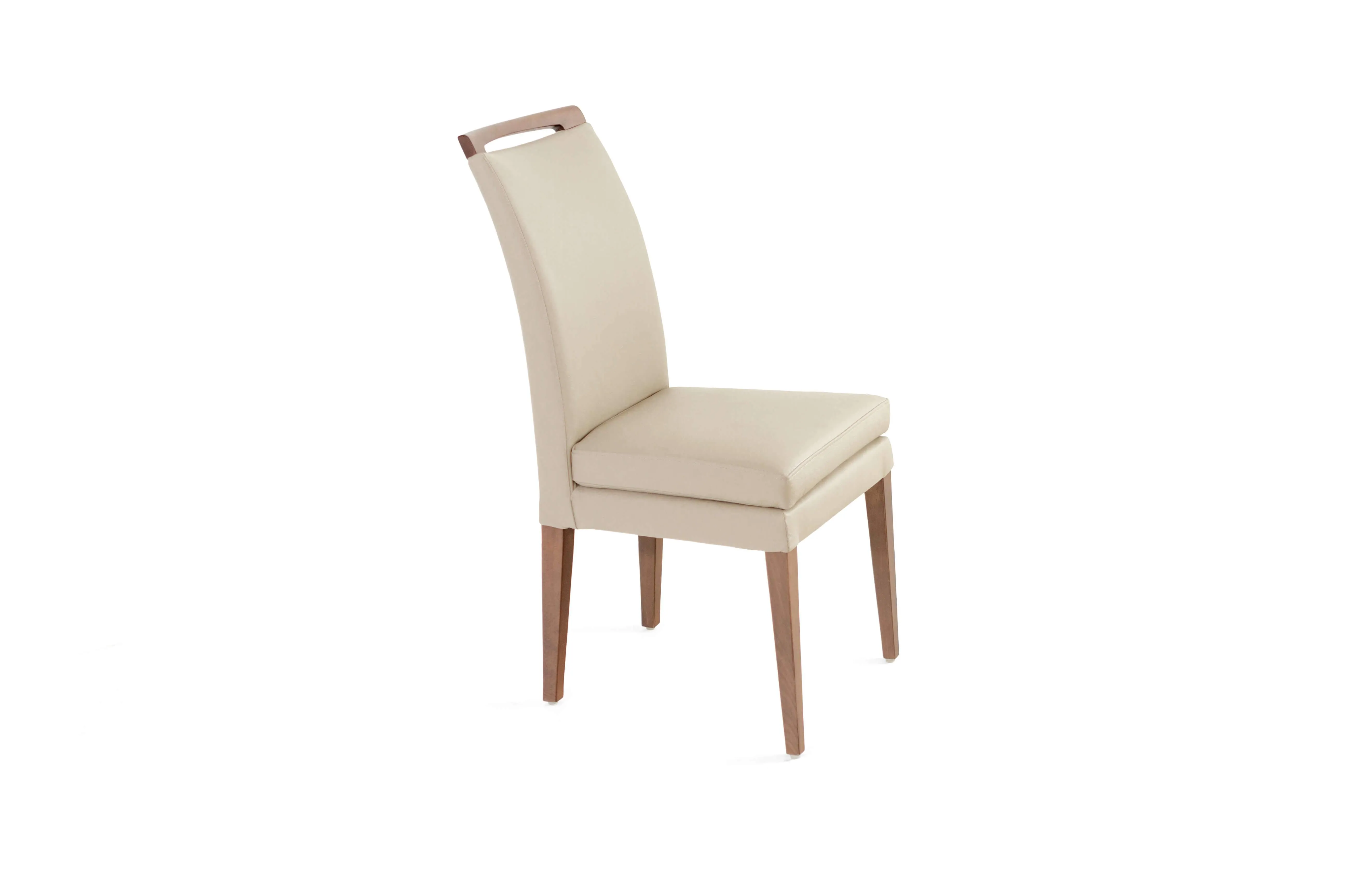 ELKE WALNUT BEIGE LEATHER CHAIR