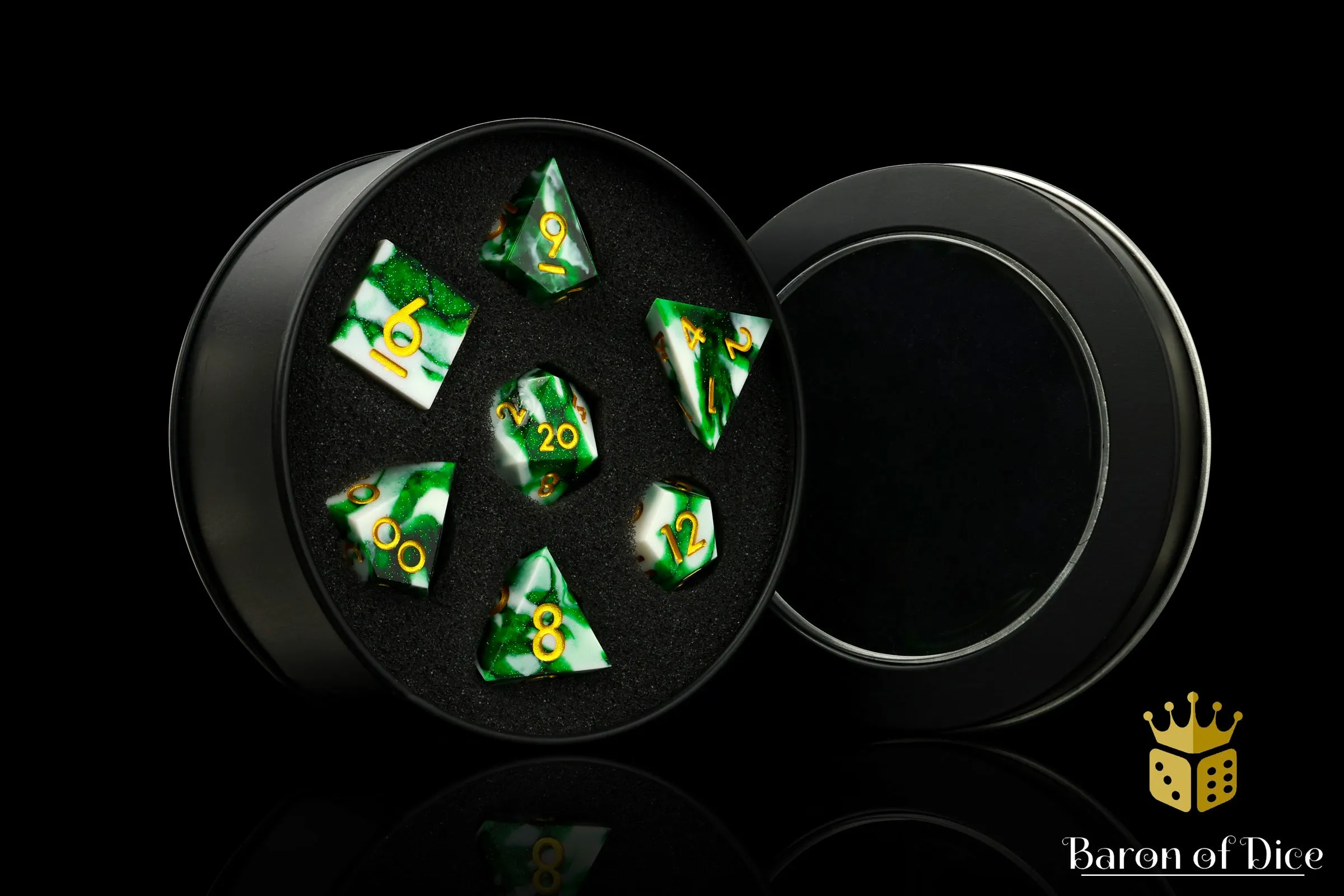 Emerald Sharp Edge RPG Dice Set - 7 Pieces