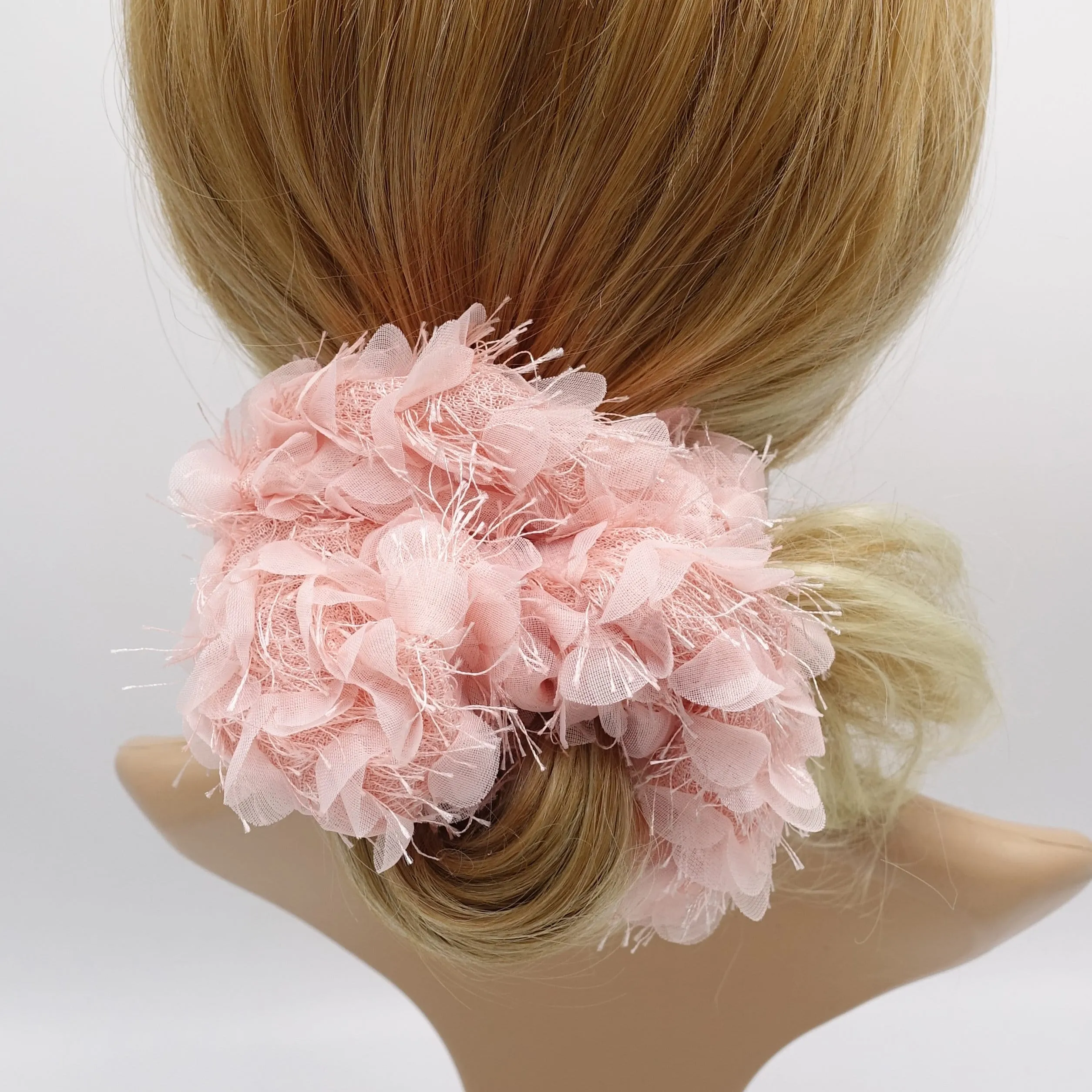 flower scrunchies, petal scrunchies for women