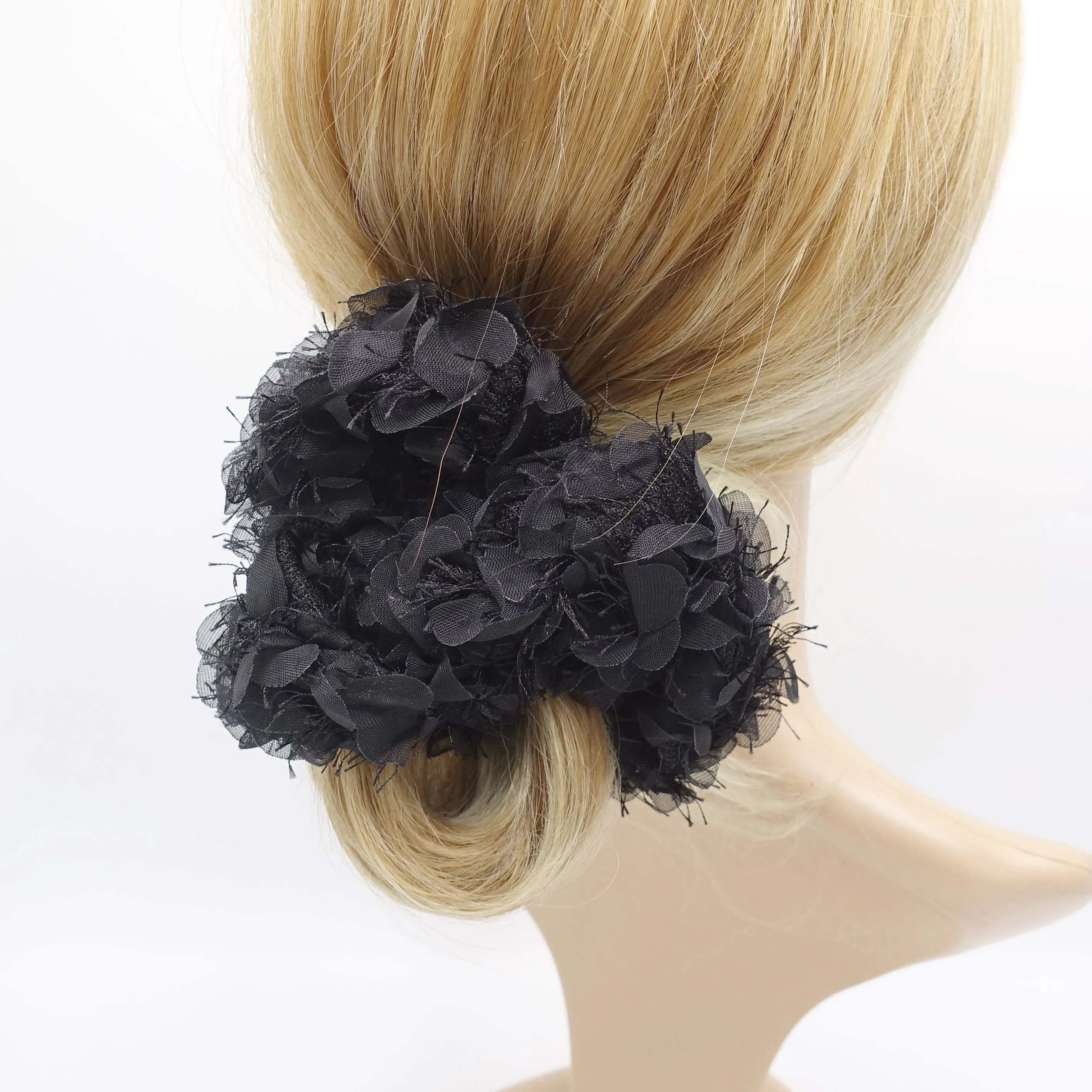 flower scrunchies, petal scrunchies for women