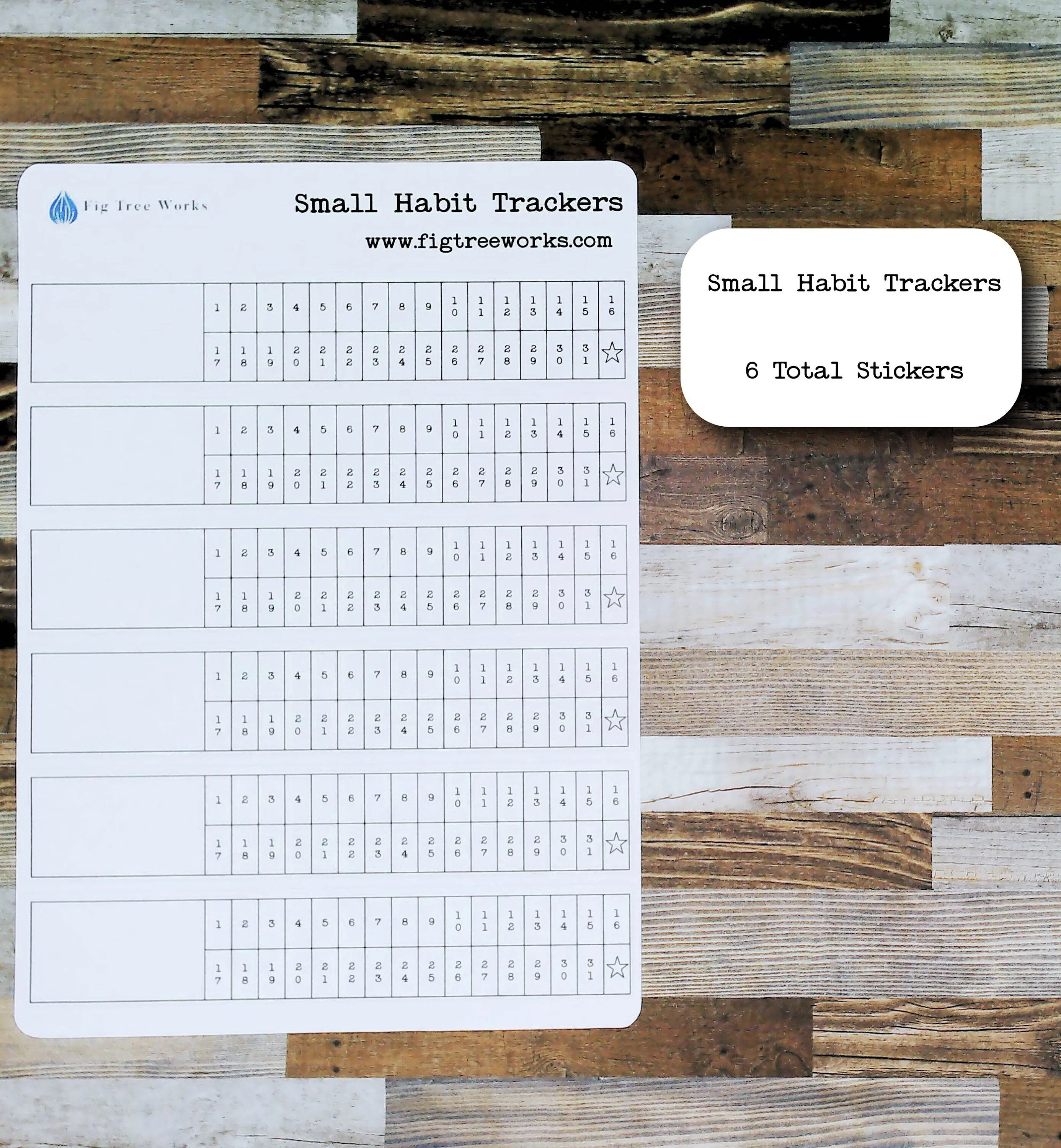 Habit Tracker Sticker Sheet | Track by Month or Weekly | Matte Finish | 6 Total Trackers