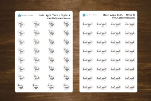 Hair Appointment Text Stickers, Hair Appointment Stickers for Planners, Journals, and Notebooks | Mini Scripts