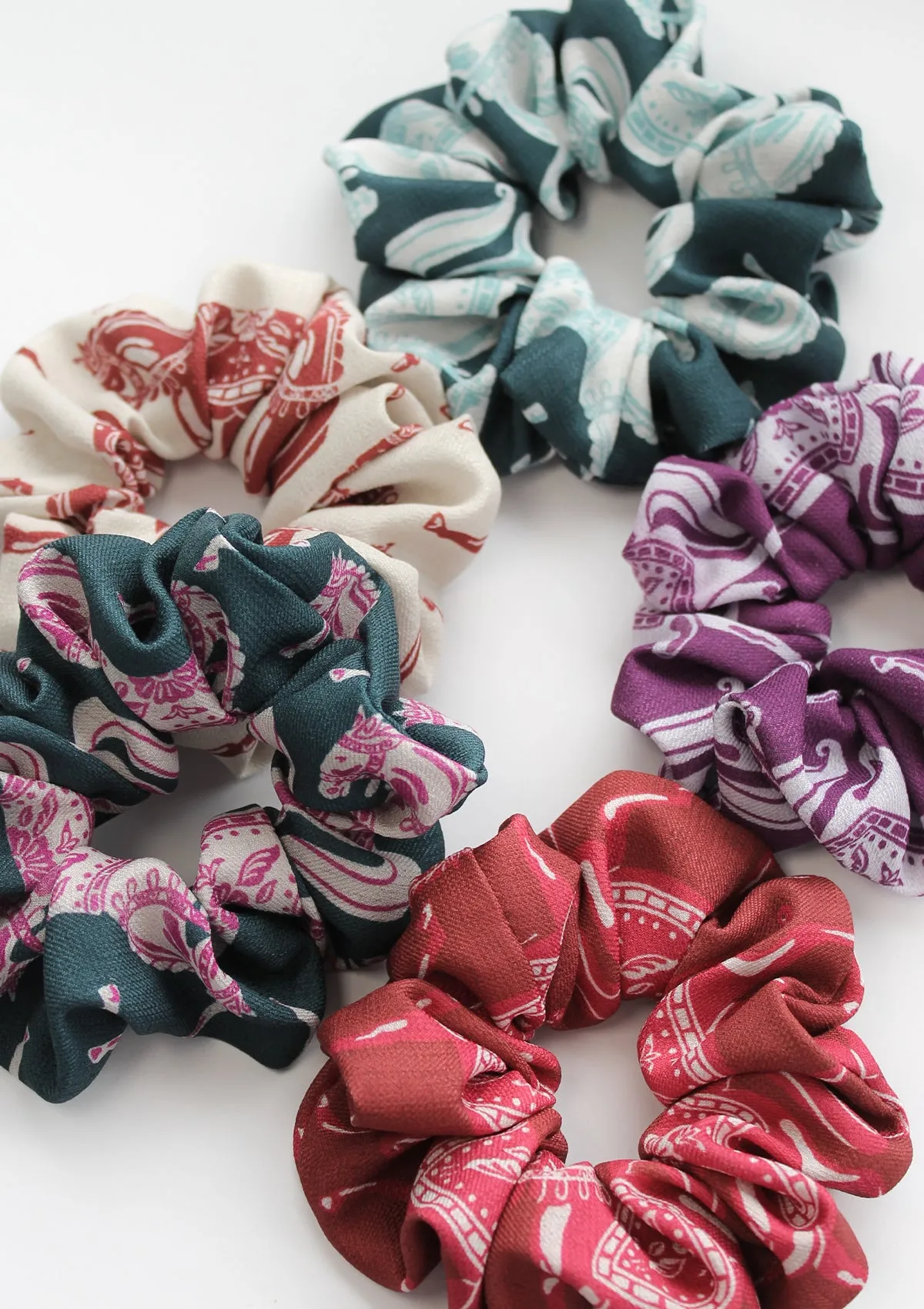 Hair Scrunchie Blossomare Print | Crimson Cream