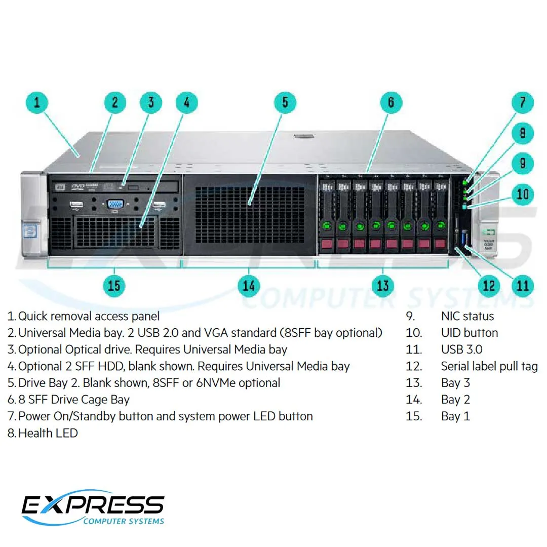 HPE ProLiant DL380 Gen9 E5-2630v4 1P 16GB-R P440ar 8SFF 500 W PS Base Server | 848774-B21