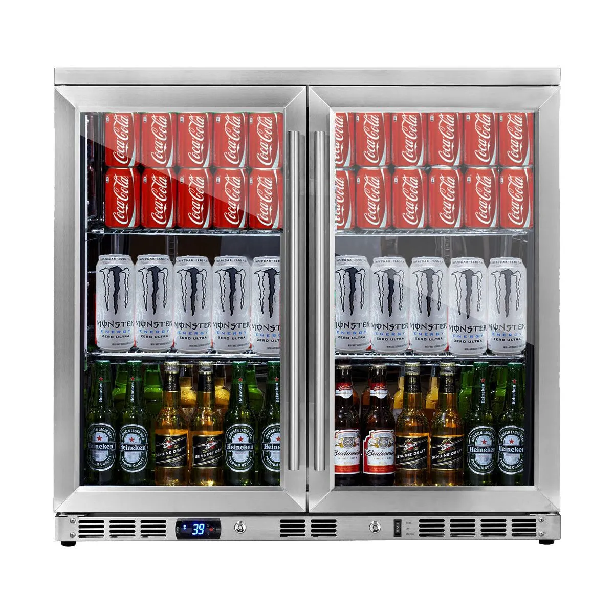 KingsBottle 36 Inch Built-In Beverage Refrigerator with Heating Glass