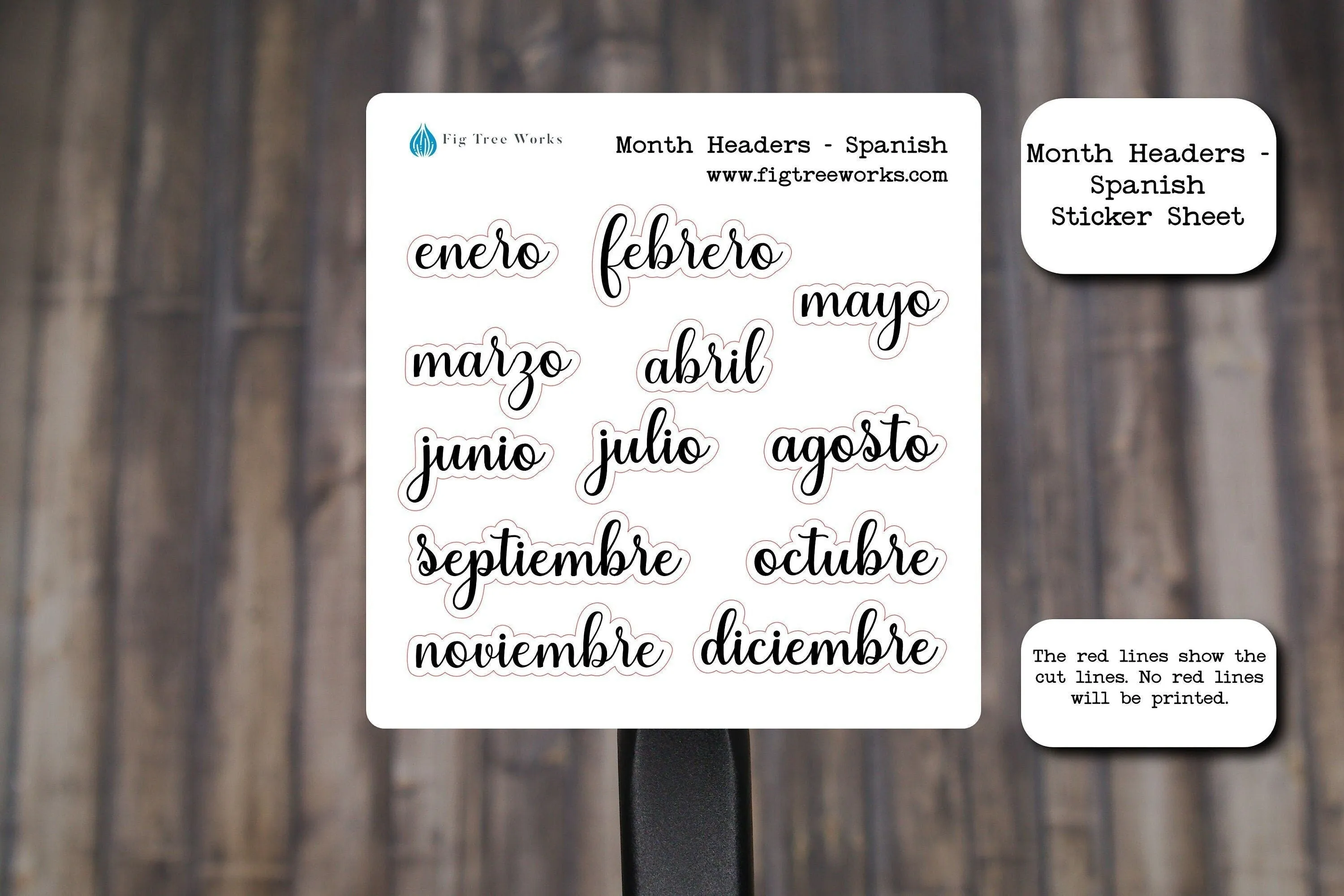 Month Header Planner Stickers in Spanish | Month Names Sticker, Kiss Cut, Matte Finish | Style A | SPANISH LANGUAGE