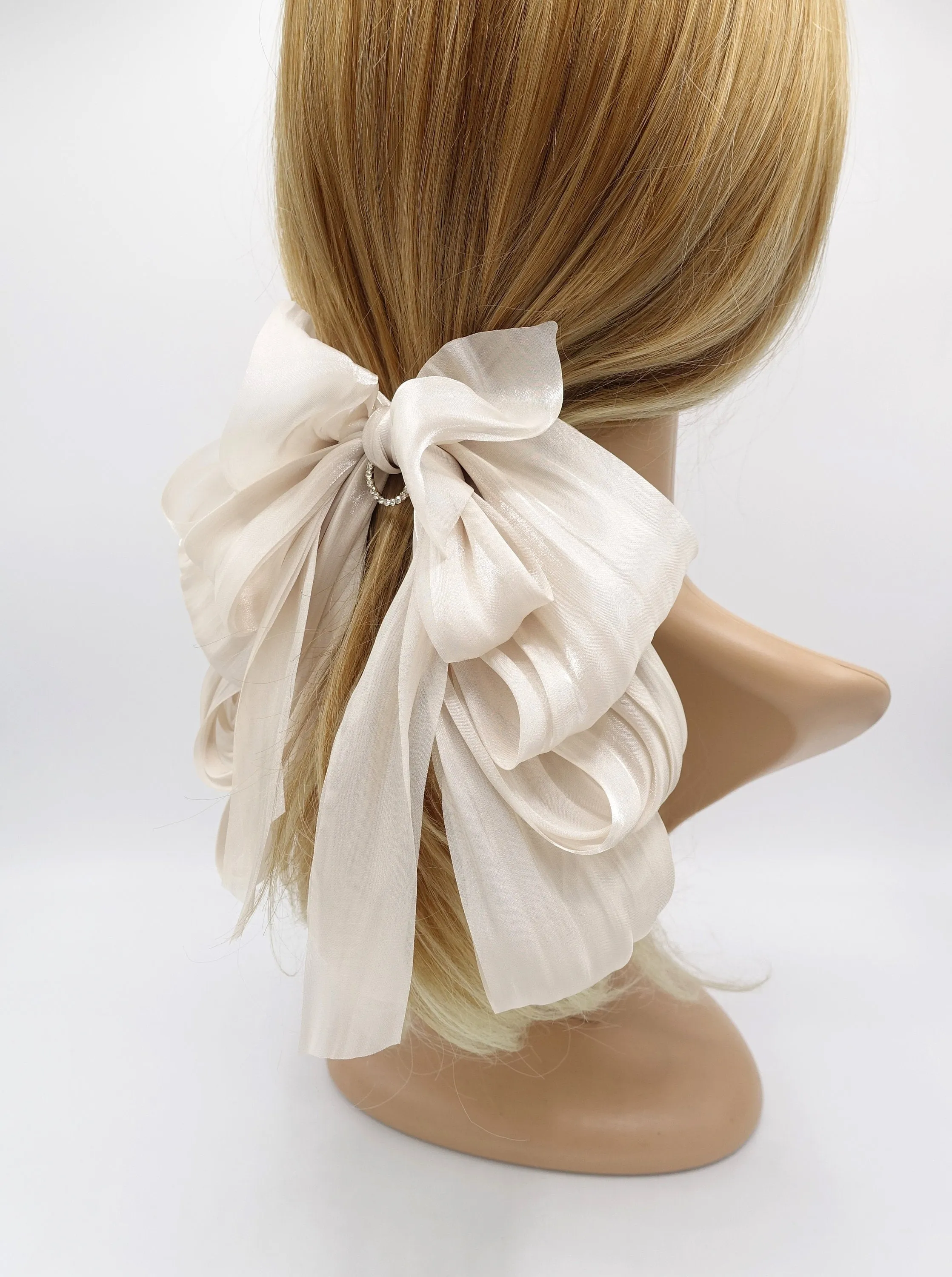 organza loop hair bow, drape hair bow, feminine hair accessory for women