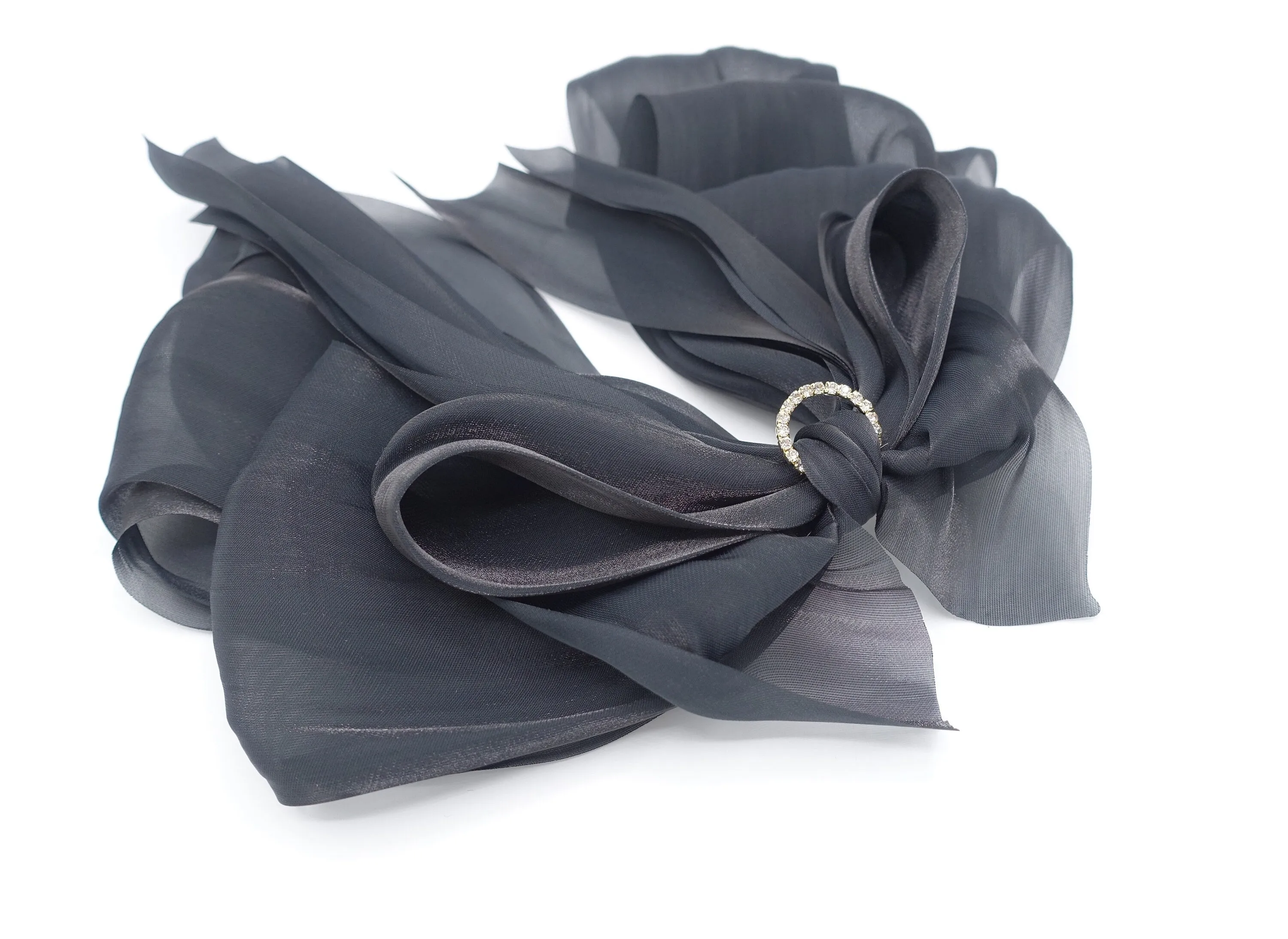 organza loop hair bow, drape hair bow, feminine hair accessory for women