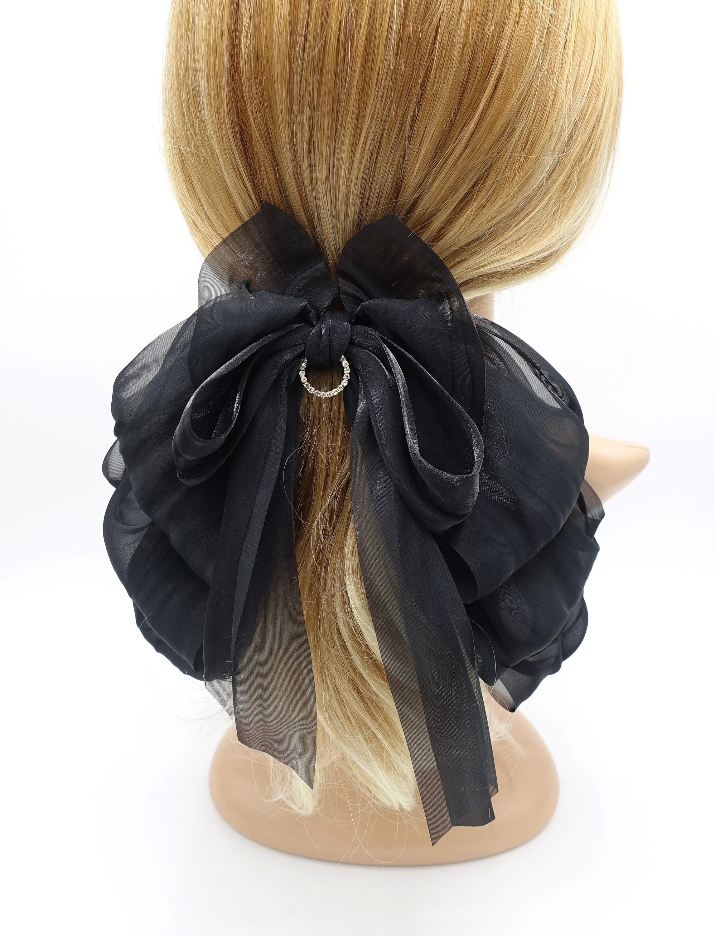 organza loop hair bow, drape hair bow, feminine hair accessory for women