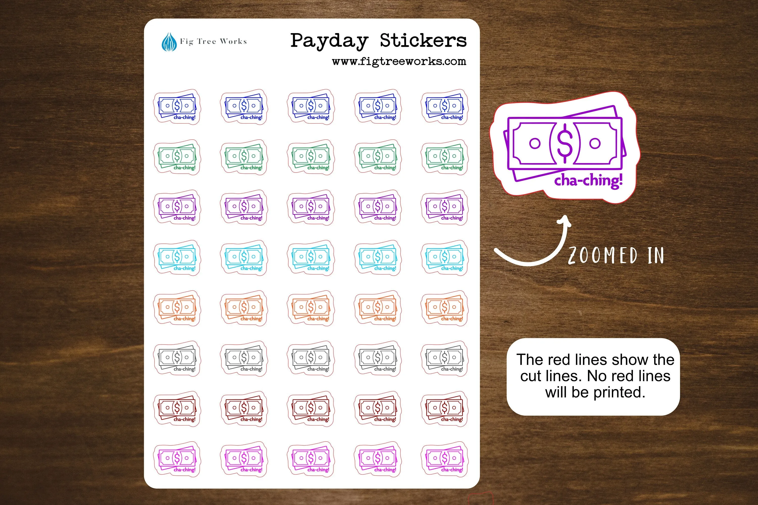 Payday Dollar Planner Sticker Sheet | Pay Day Icon Stickers | Kiss Cut, Matte Finish | 3 Designs Available