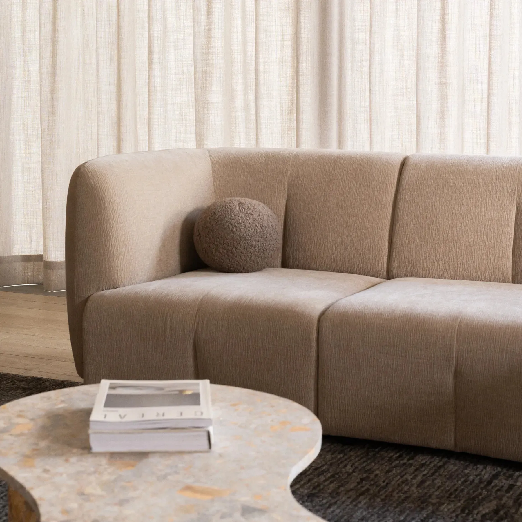 Plum Corner Sofa - City Almond