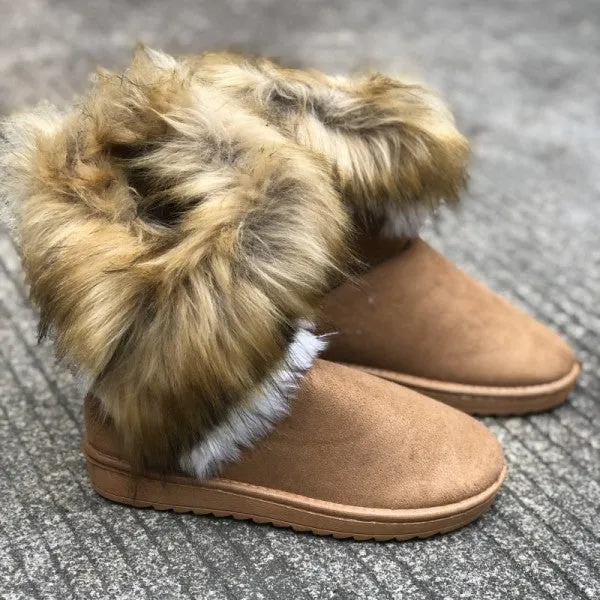 Purpdrank - Brown Casual Daily Patchwork Round Keep Warm Comfortable Shoes