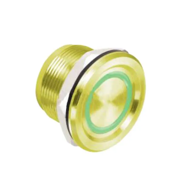 Rosslare - PX-34G - Piezoelectric Switch - LED Ring - 5-30 VDC - IP68 - Gold