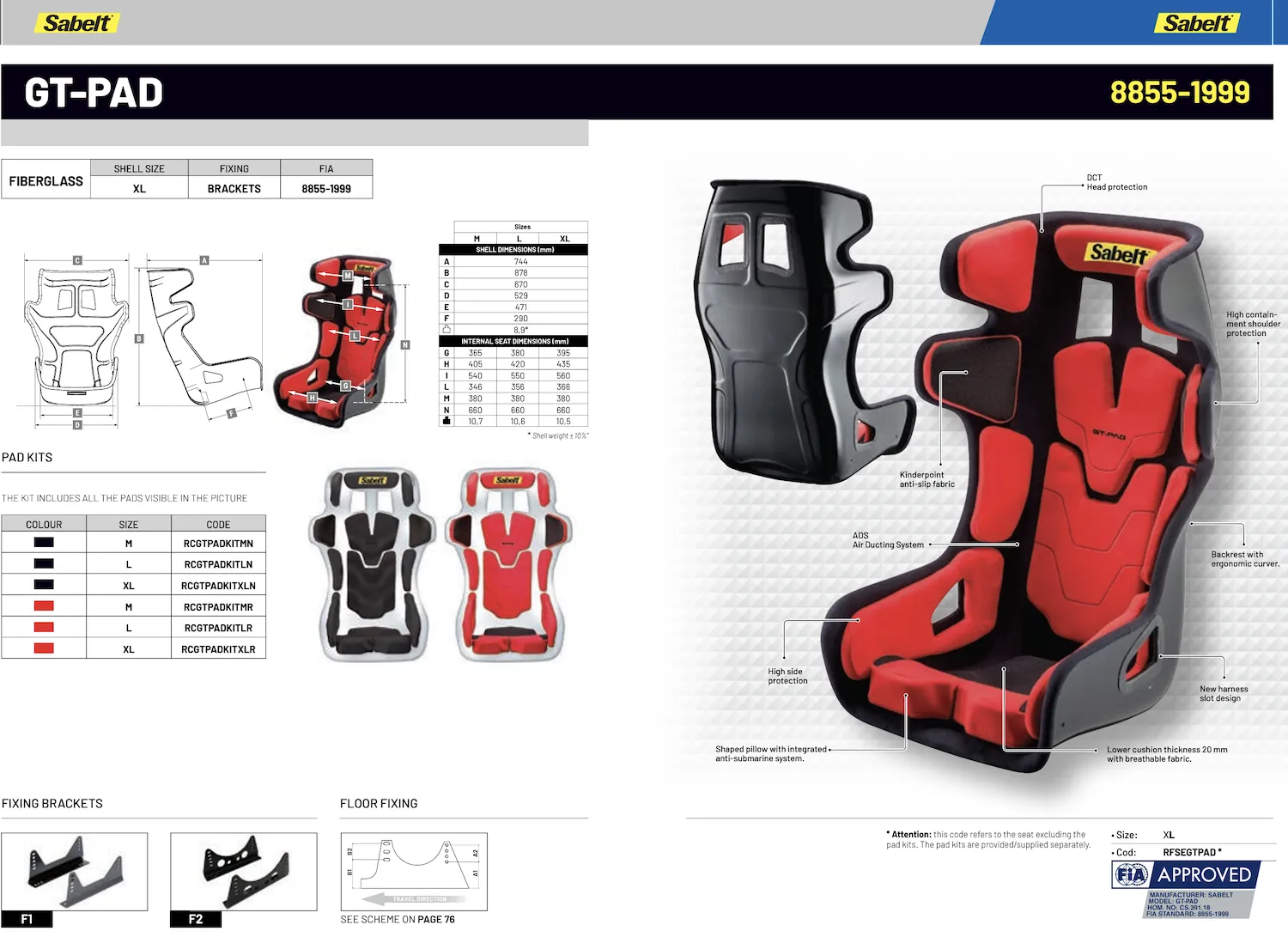 Sabelt GT-Pad Racing Seat