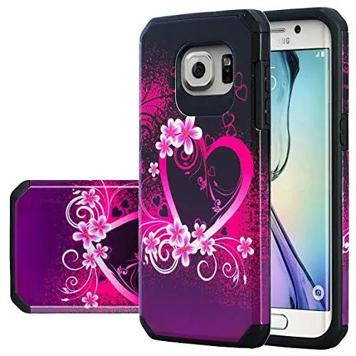 Samsung Galaxy S7 Case, Hybrid Dual Layer Armor[Impact/Shock Resistant] Case for Galaxy S7 - Heart Butterflies