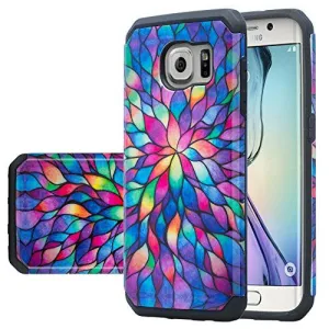 Samsung Galaxy S7 Case, Hybrid Dual Layer Armor[Impact/Shock Resistant] Case for Galaxy S7 - Rainbow Flower