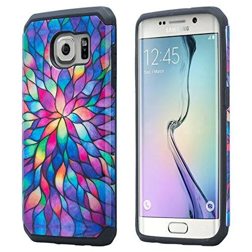 Samsung Galaxy S7 Case, Hybrid Dual Layer Armor[Impact/Shock Resistant] Case for Galaxy S7 - Rainbow Flower